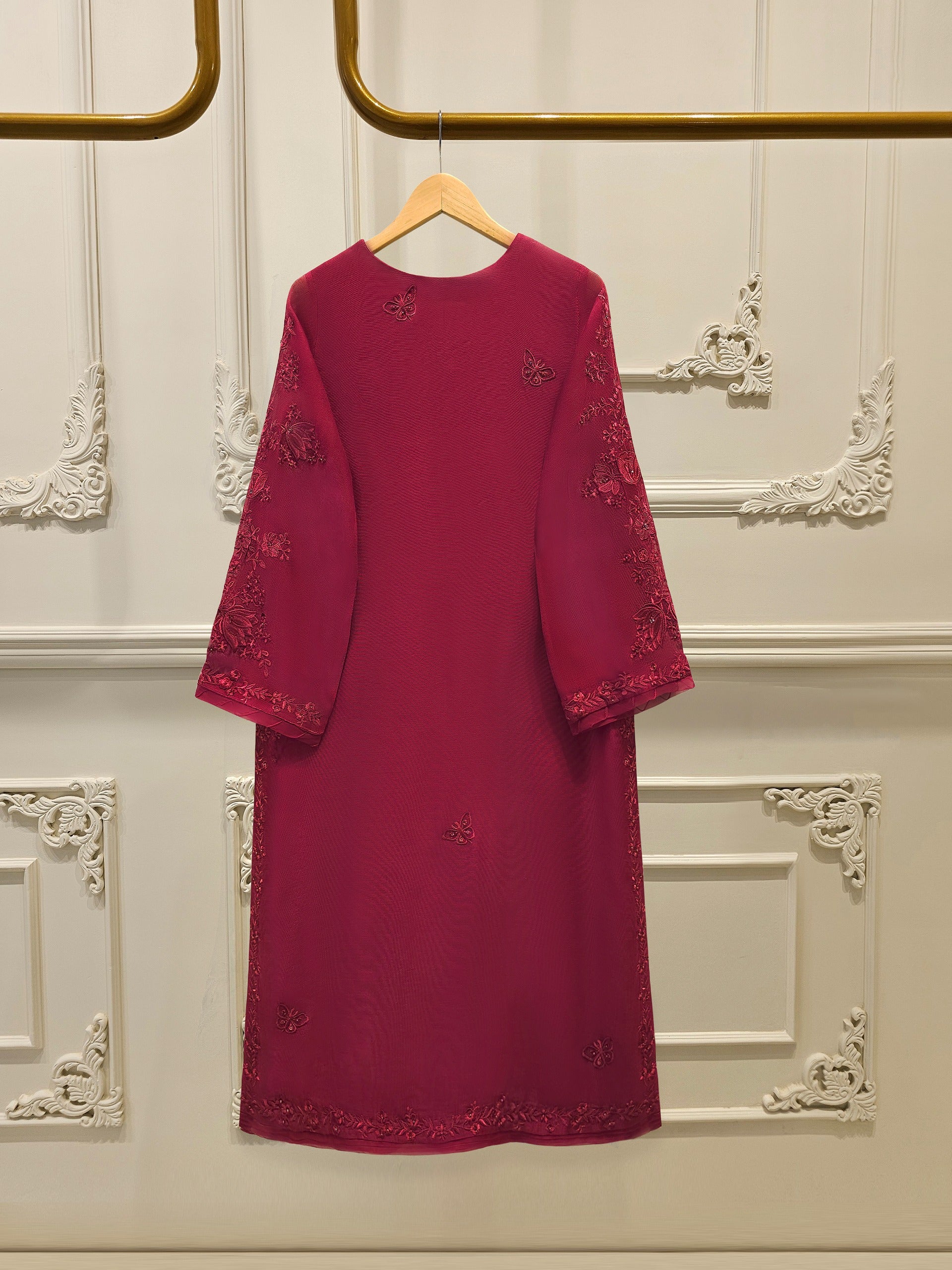 2 Piece - Pure Embroidered Cotton Net Suit S112285 - Image 5