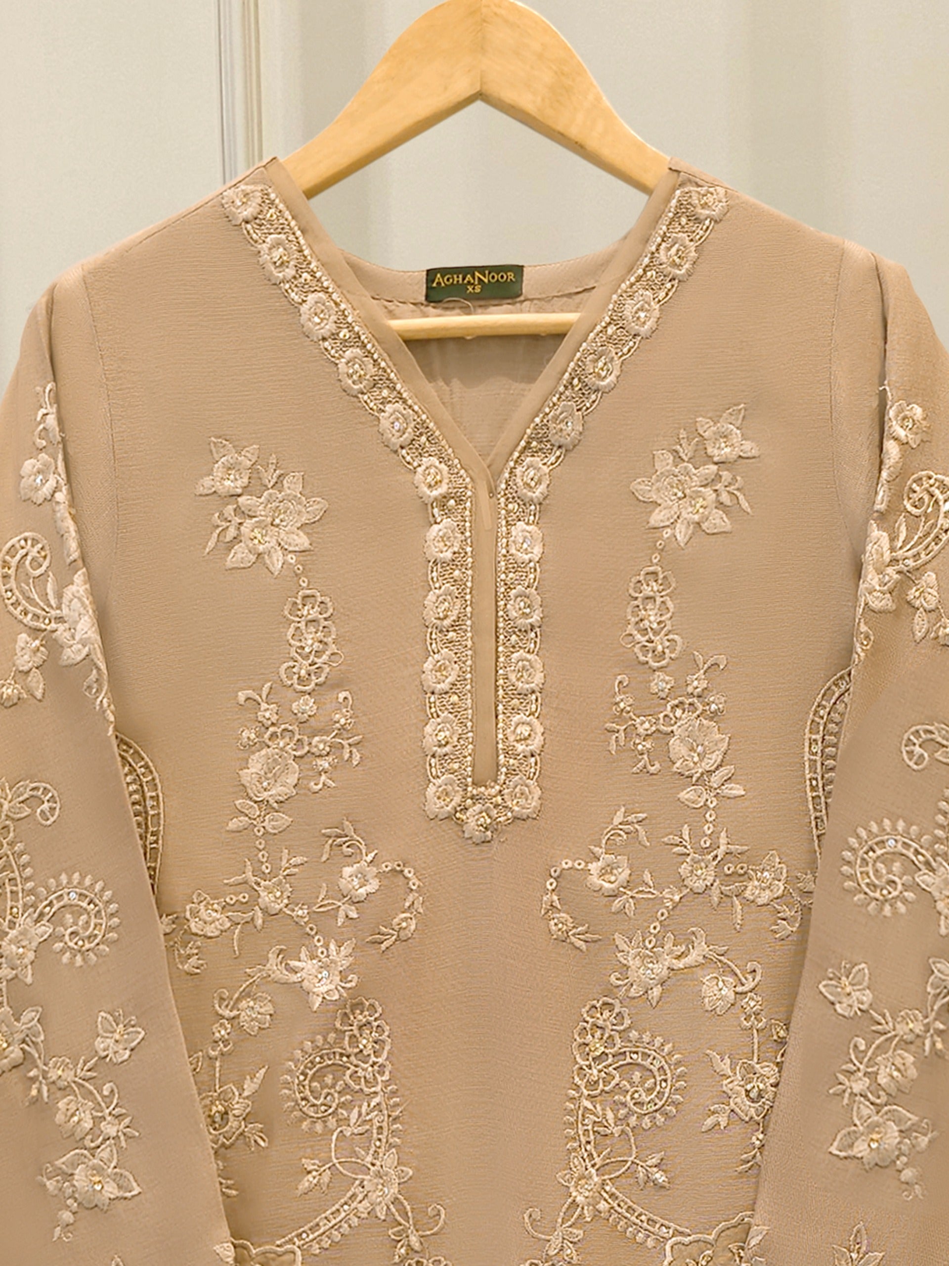 2 Piece - Pure Embroidered Cotton Net Suit S112377 - Image 2