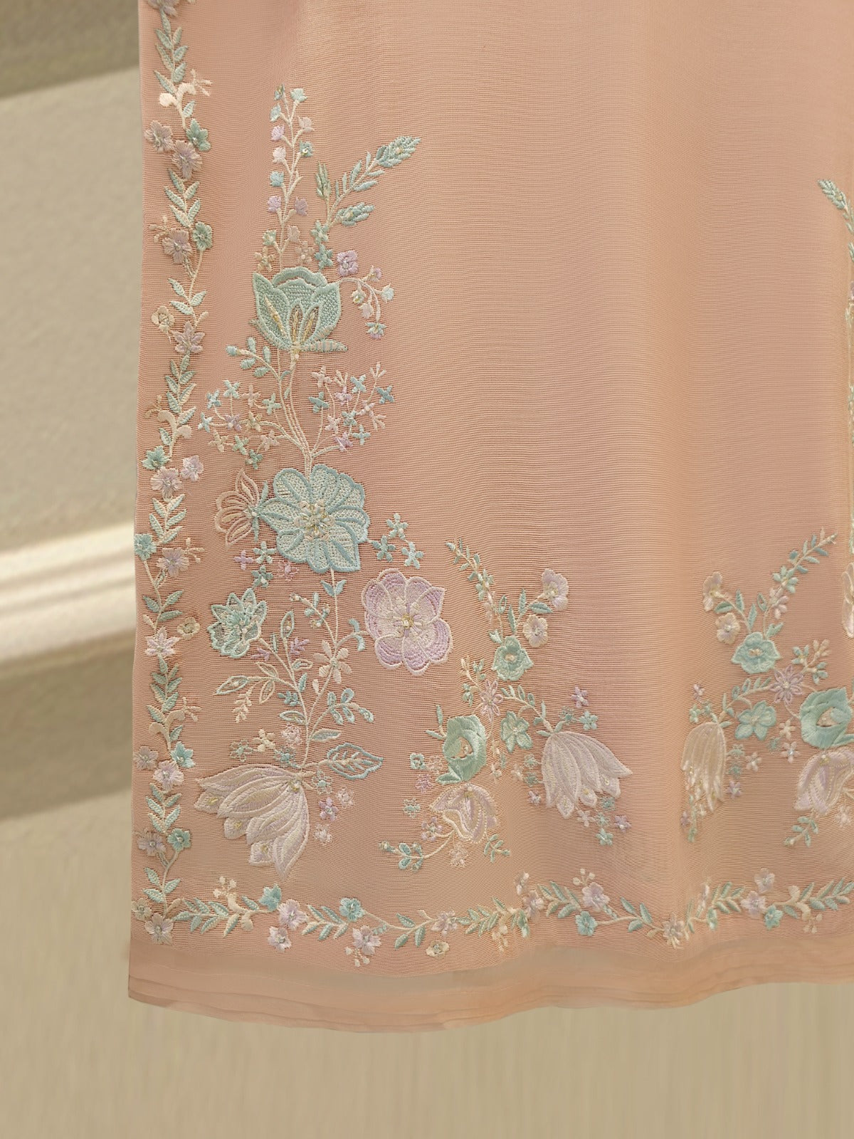 2 Piece - Pure Embroidered Cotton Net Suit S112313 - Image 3