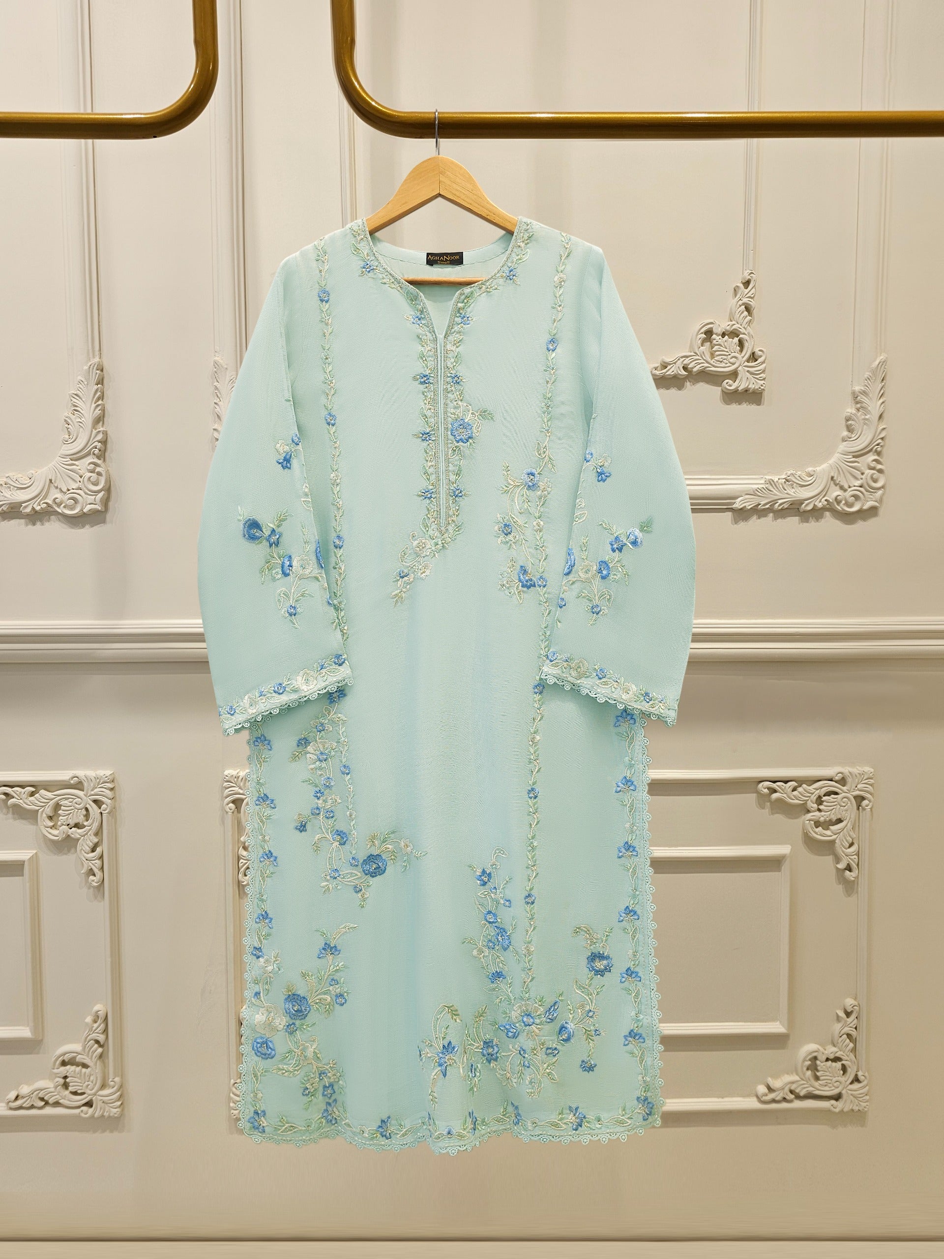2 Piece - Pure Embroidered Cotton Net Suit S112317