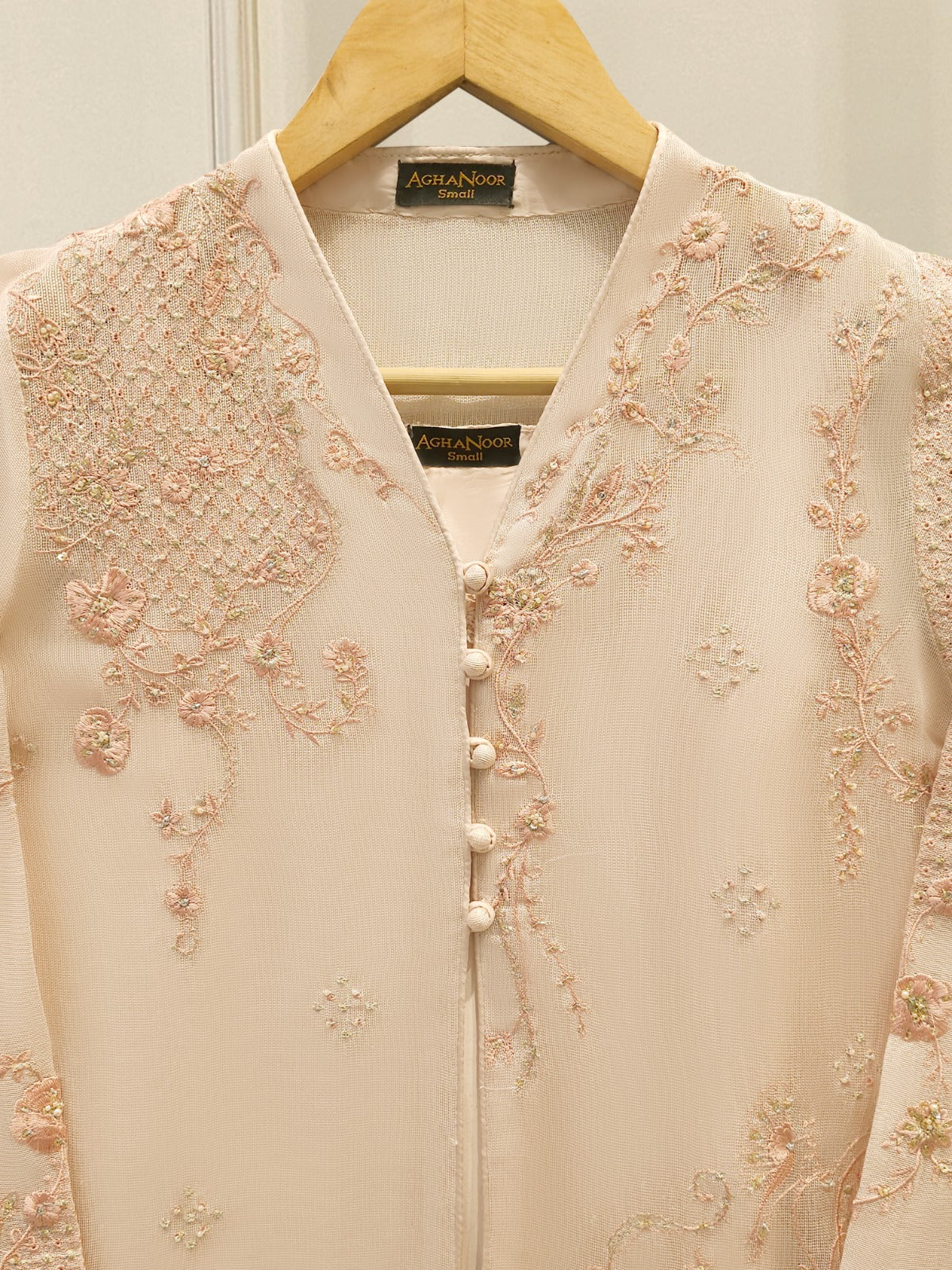 2 Piece - Pure Embroidered Cotton Net Suit S112174 - Image 2