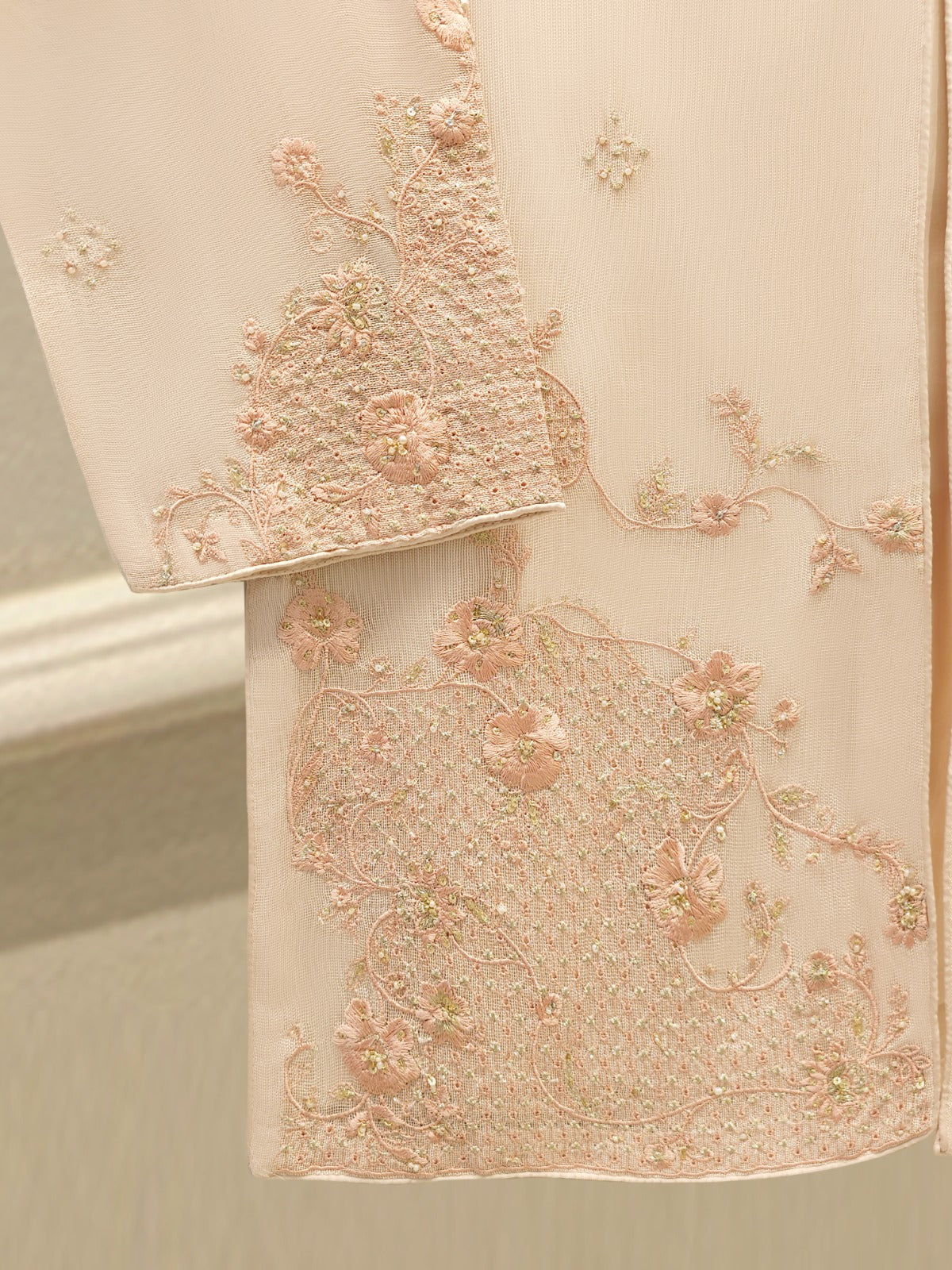 2 Piece - Pure Embroidered Cotton Net Suit S112174 - Image 3