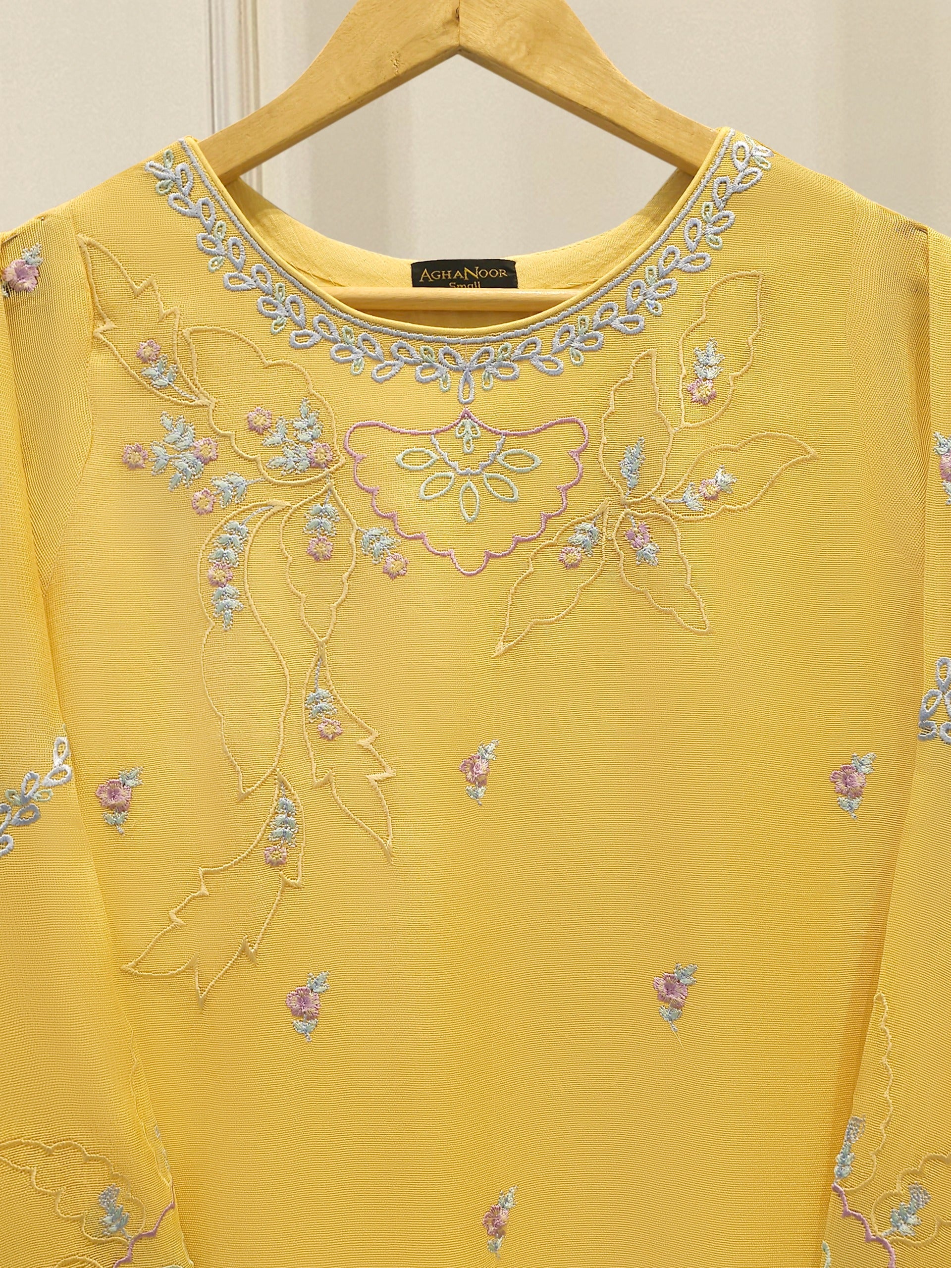 2 Piece - Pure Embroidered Cotton Net Suit S112352 - Image 2