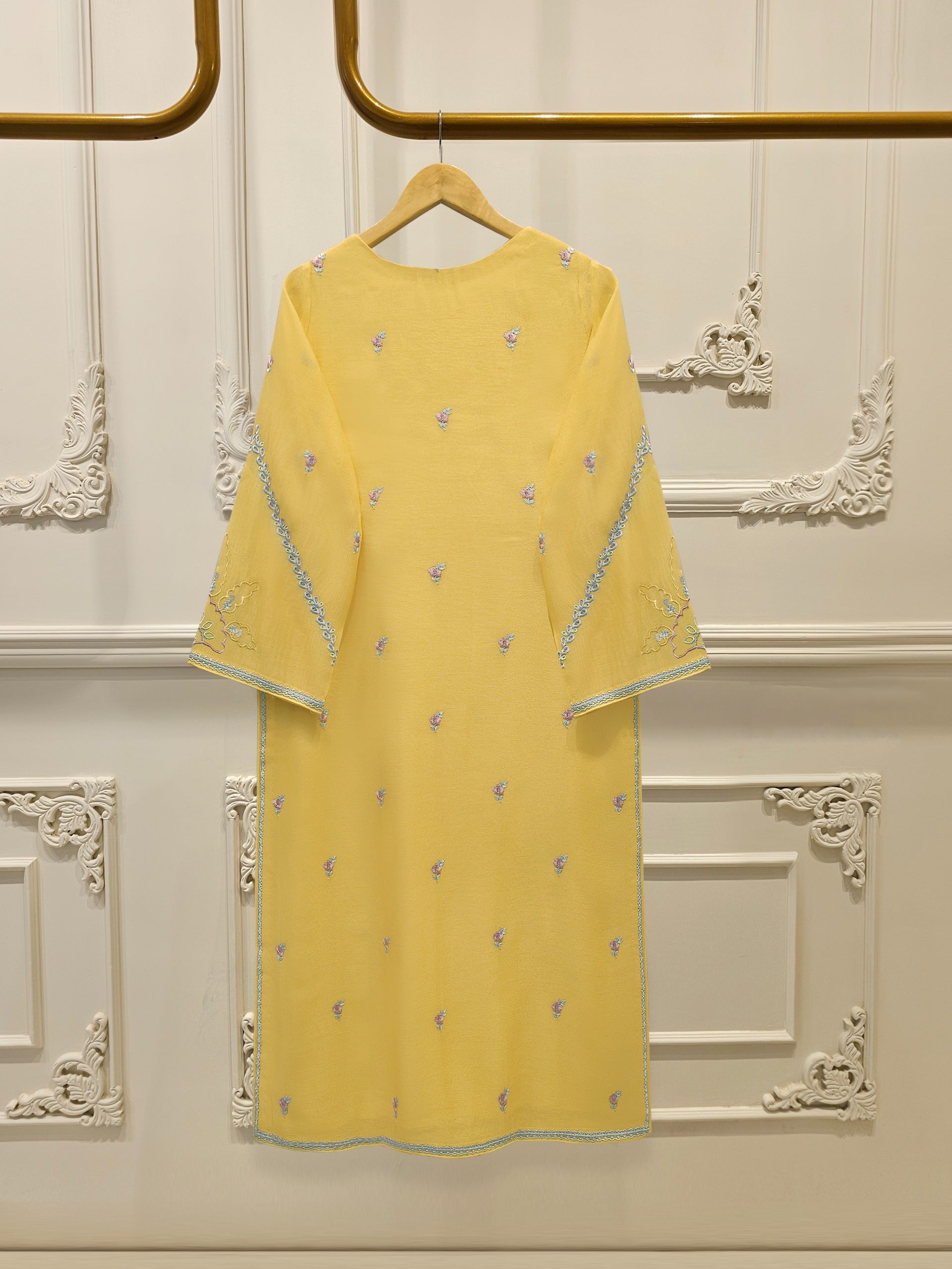 2 Piece - Pure Embroidered Cotton Net Suit S112352 - Image 5