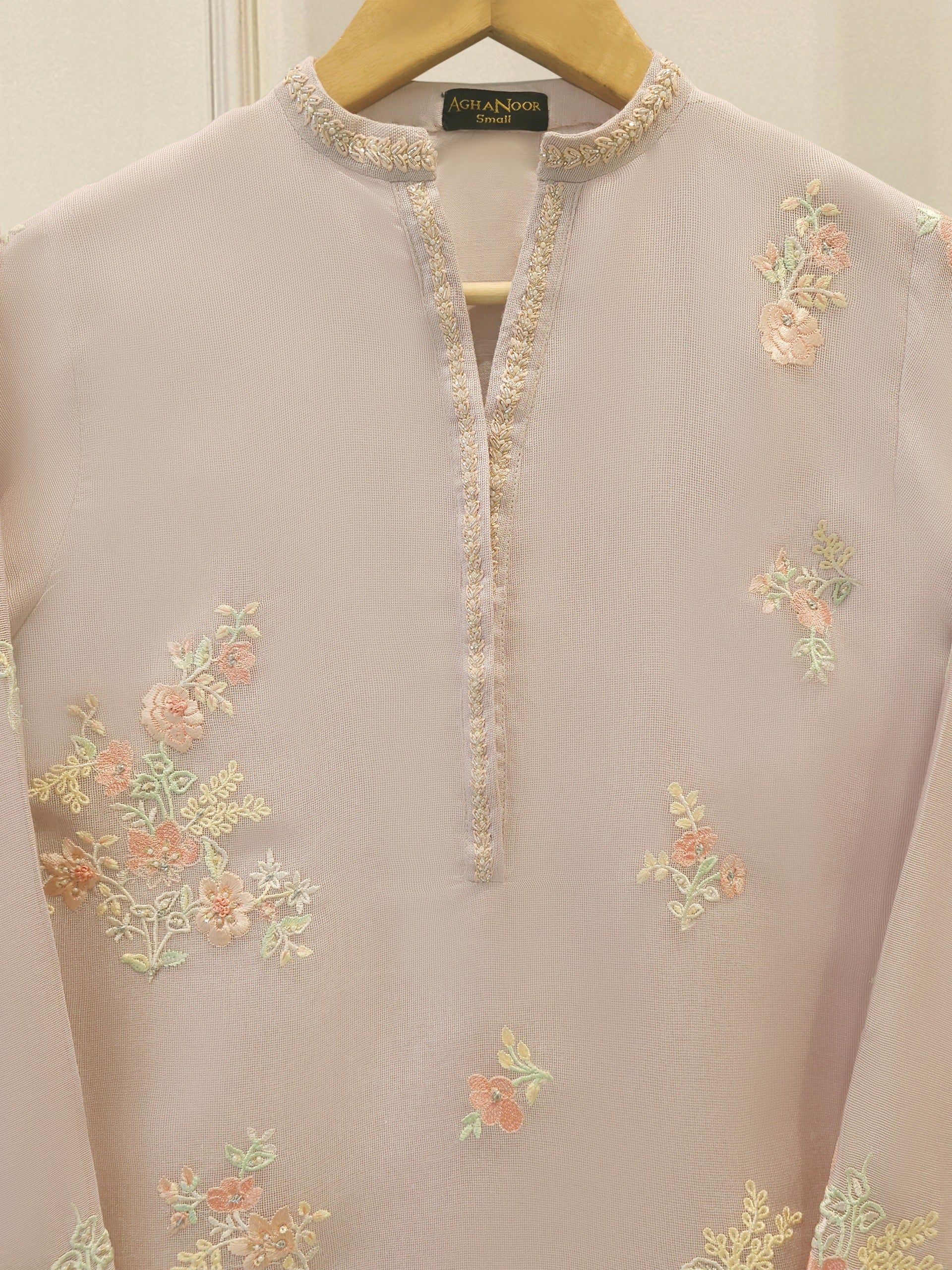 2 Piece - Pure Embroidered Cotton Net Suit S112356 - Image 2