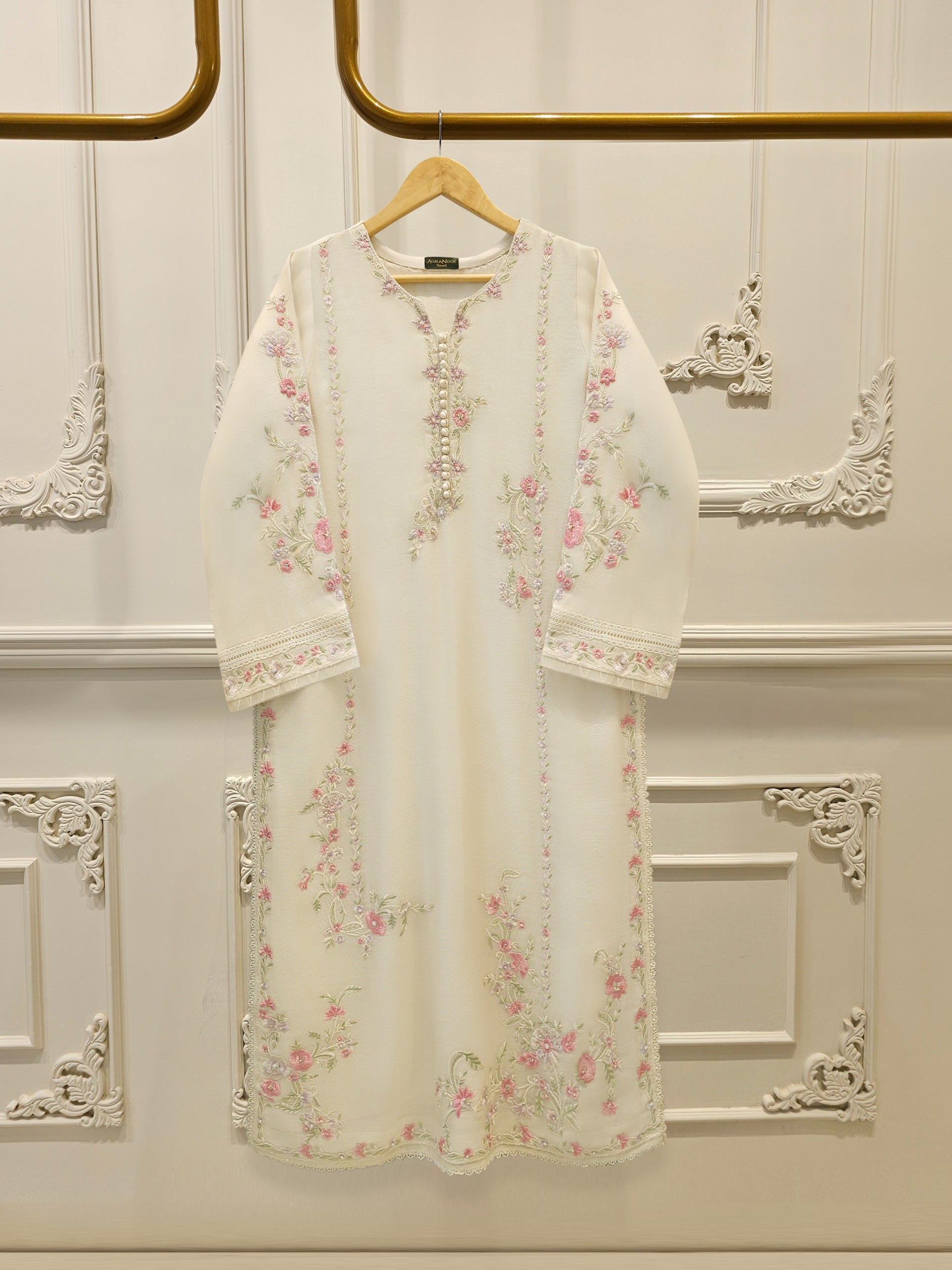 2 Piece - Pure Embroidered Cotton Net Suit S112386