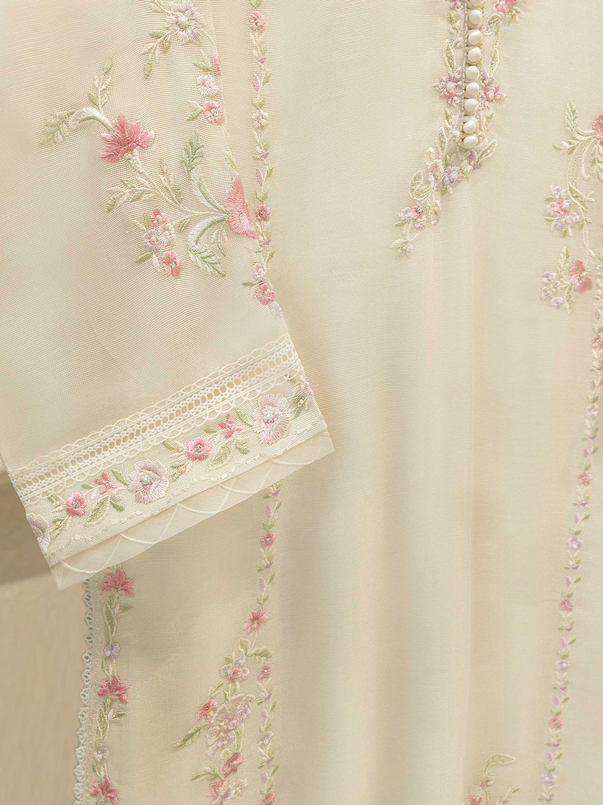 2 Piece - Pure Embroidered Cotton Net Suit S112386 - Image 2