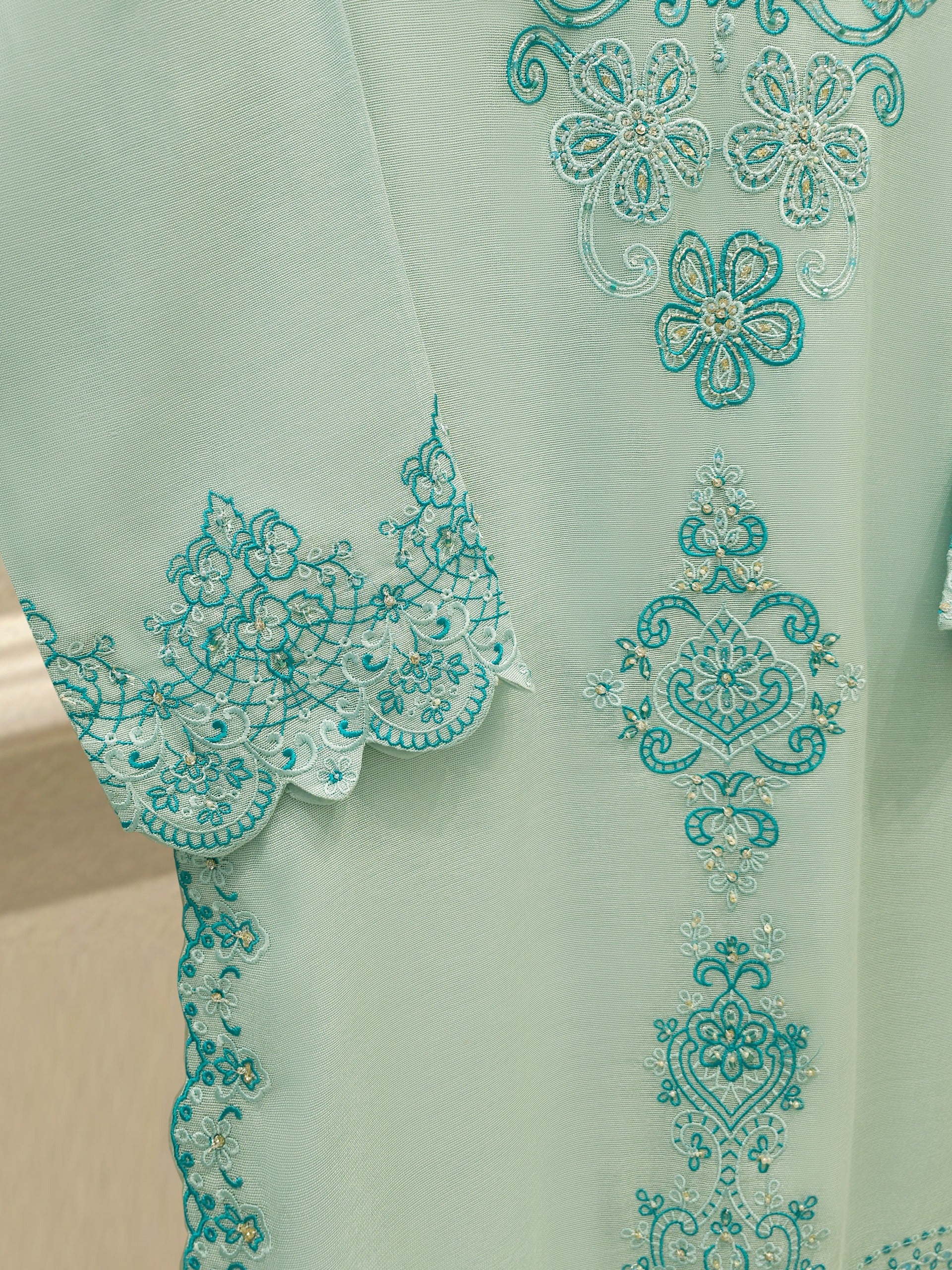 2 Piece - Pure Embroidered Cotton Net Suit S112393 - Image 3