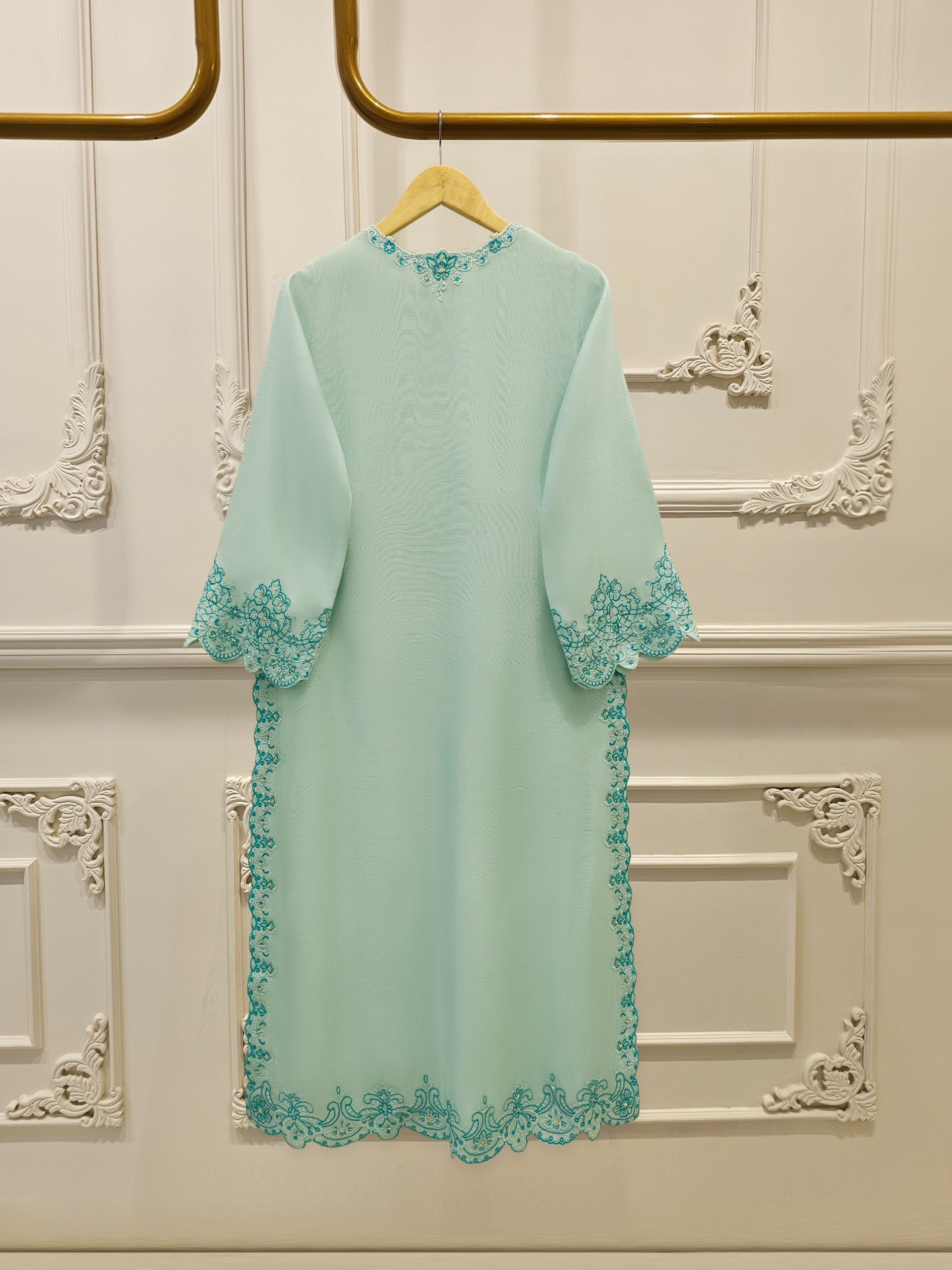 2 Piece - Pure Embroidered Cotton Net Suit S112393 - Image 5