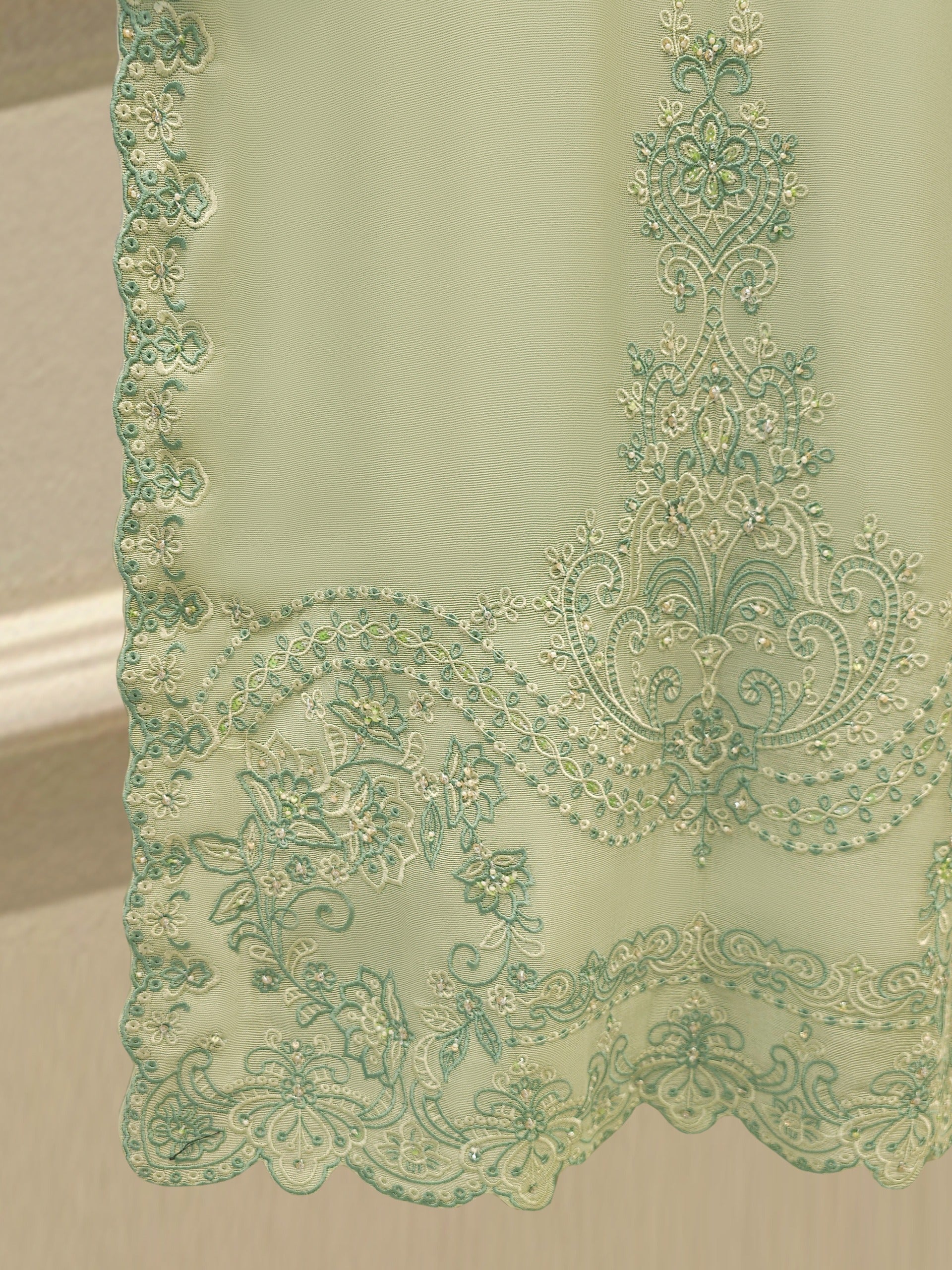 2 Piece - Pure Embroidered Cotton Net Suit S112394 - Image 4