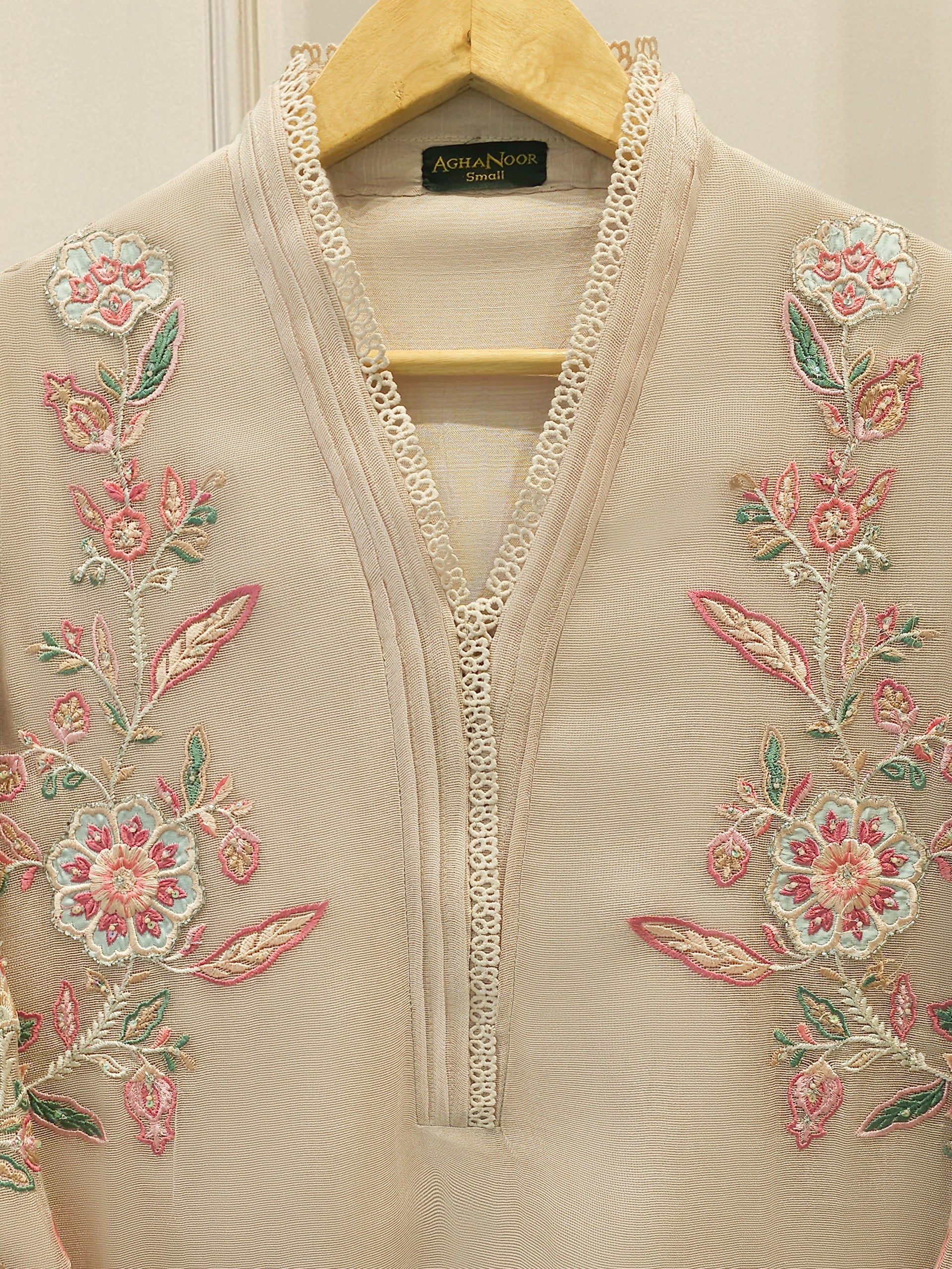 2 Piece - Pure Embroidered Cotton Net Suit S112497 - Image 2