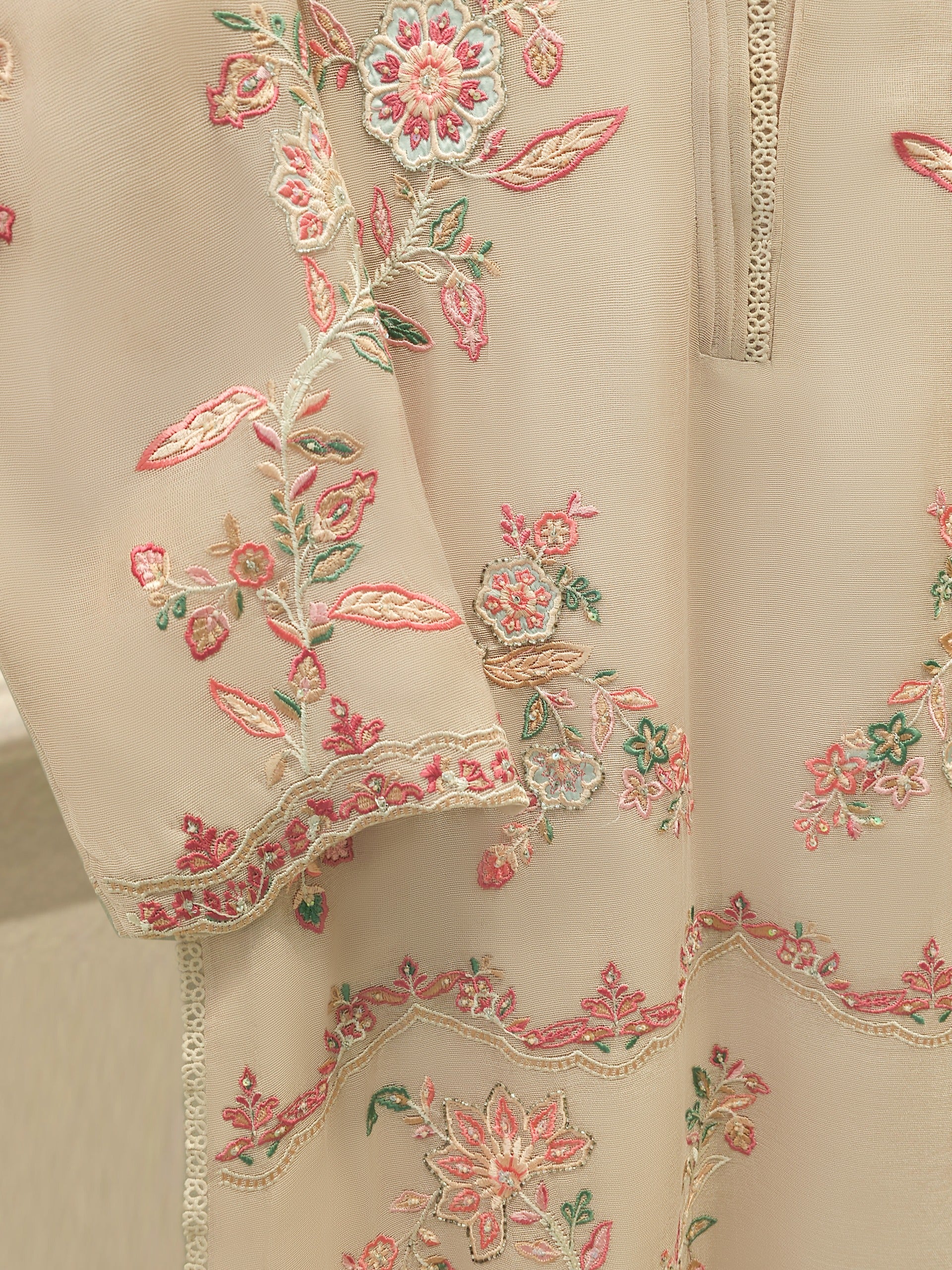 2 Piece - Pure Embroidered Cotton Net Suit S112497 - Image 3