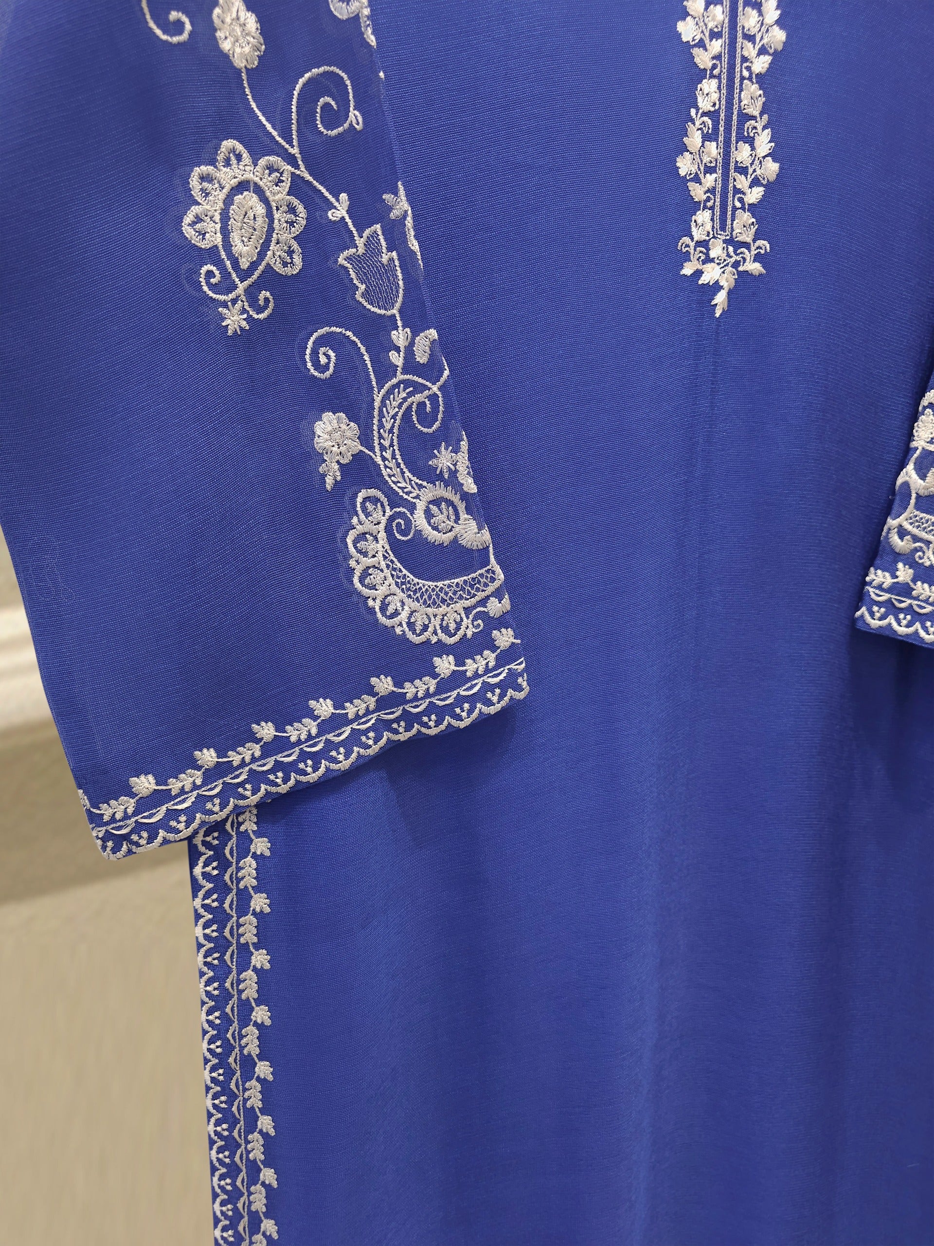 2 Piece - Pure Embroidered Cotton Net Suit S112578 - Image 5