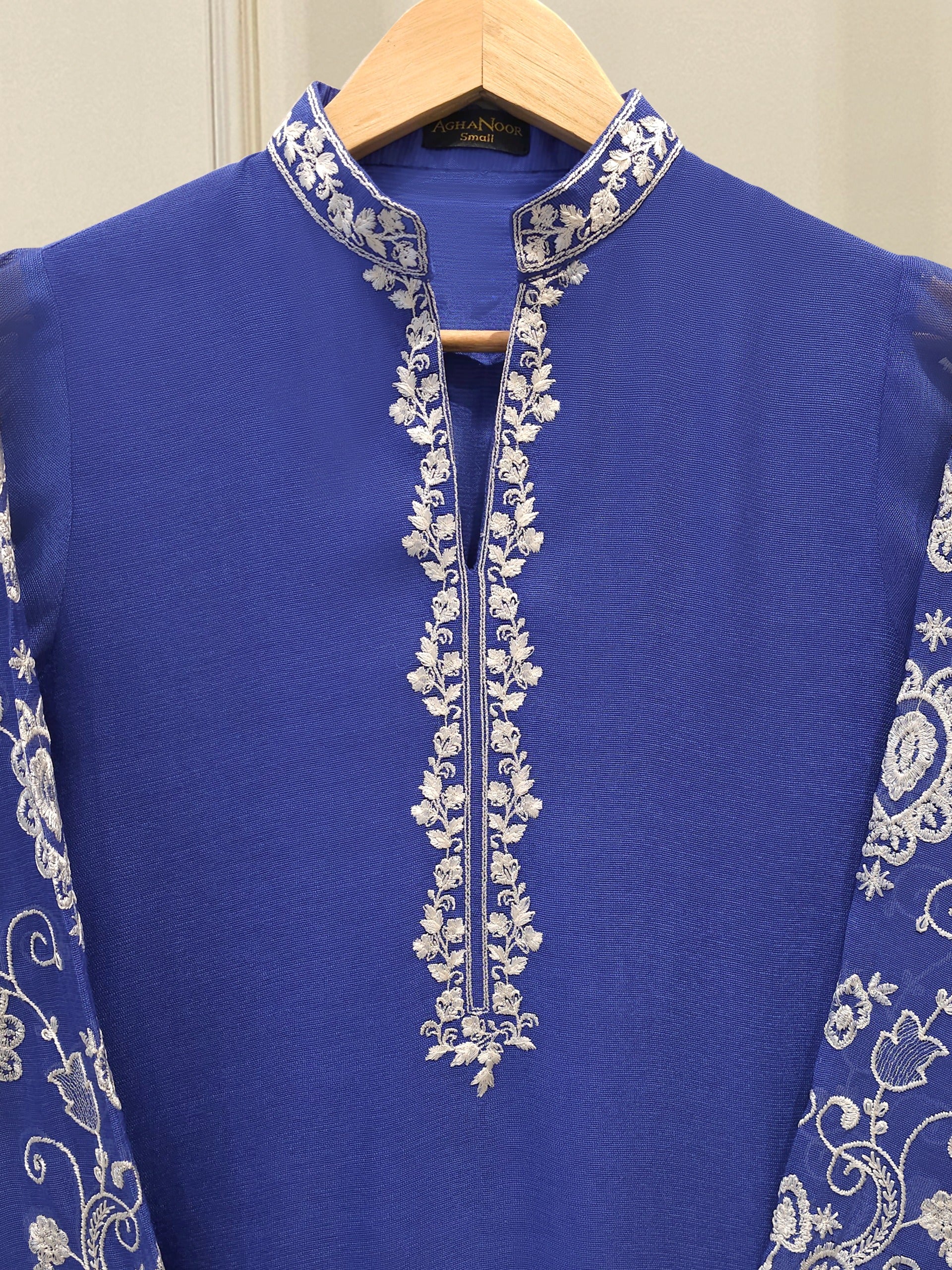 2 Piece - Pure Embroidered Cotton Net Suit S112578 - Image 6