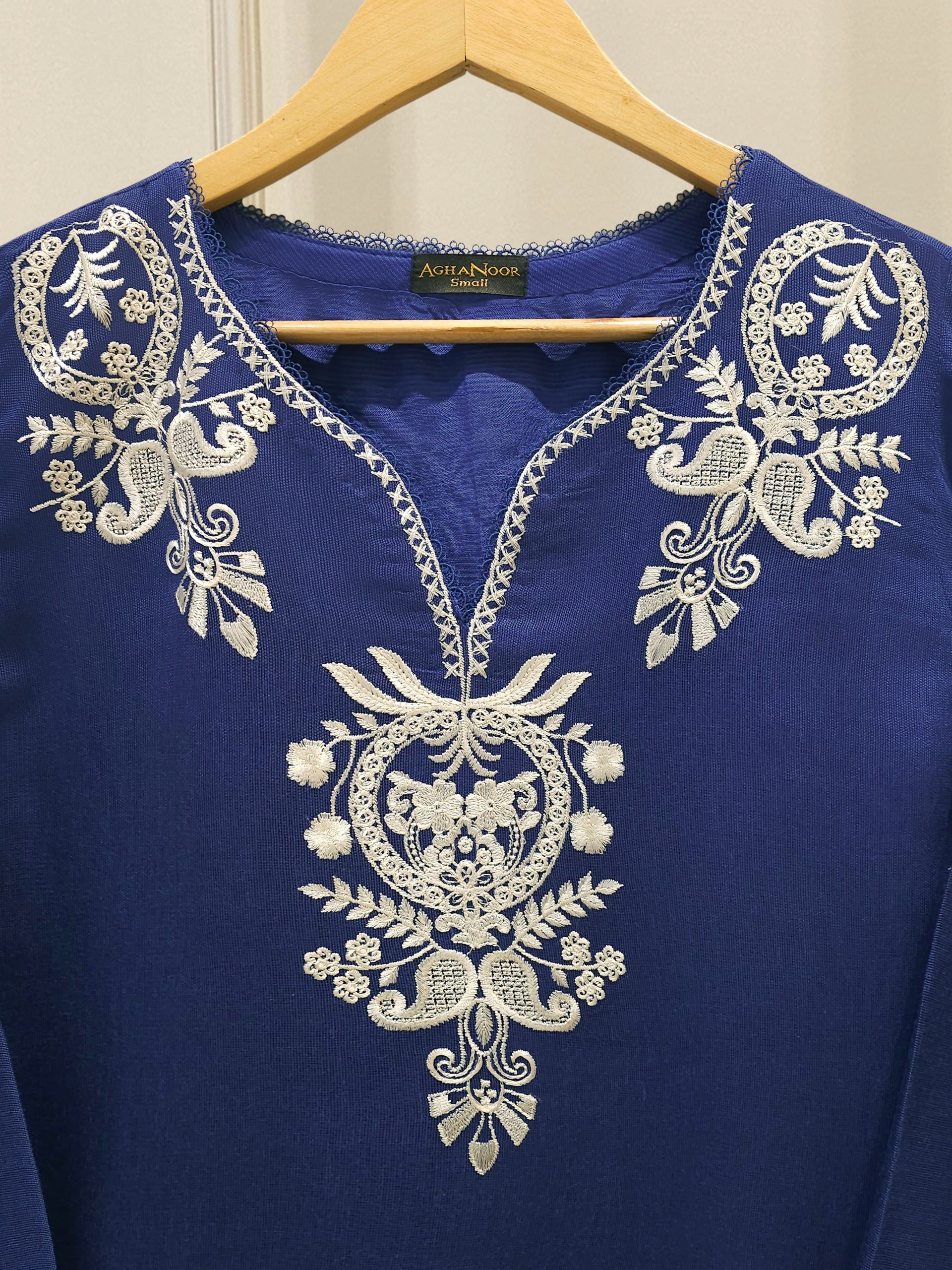 2 Piece - Pure Embroidered Cotton Net Suit S112744 - Image 2