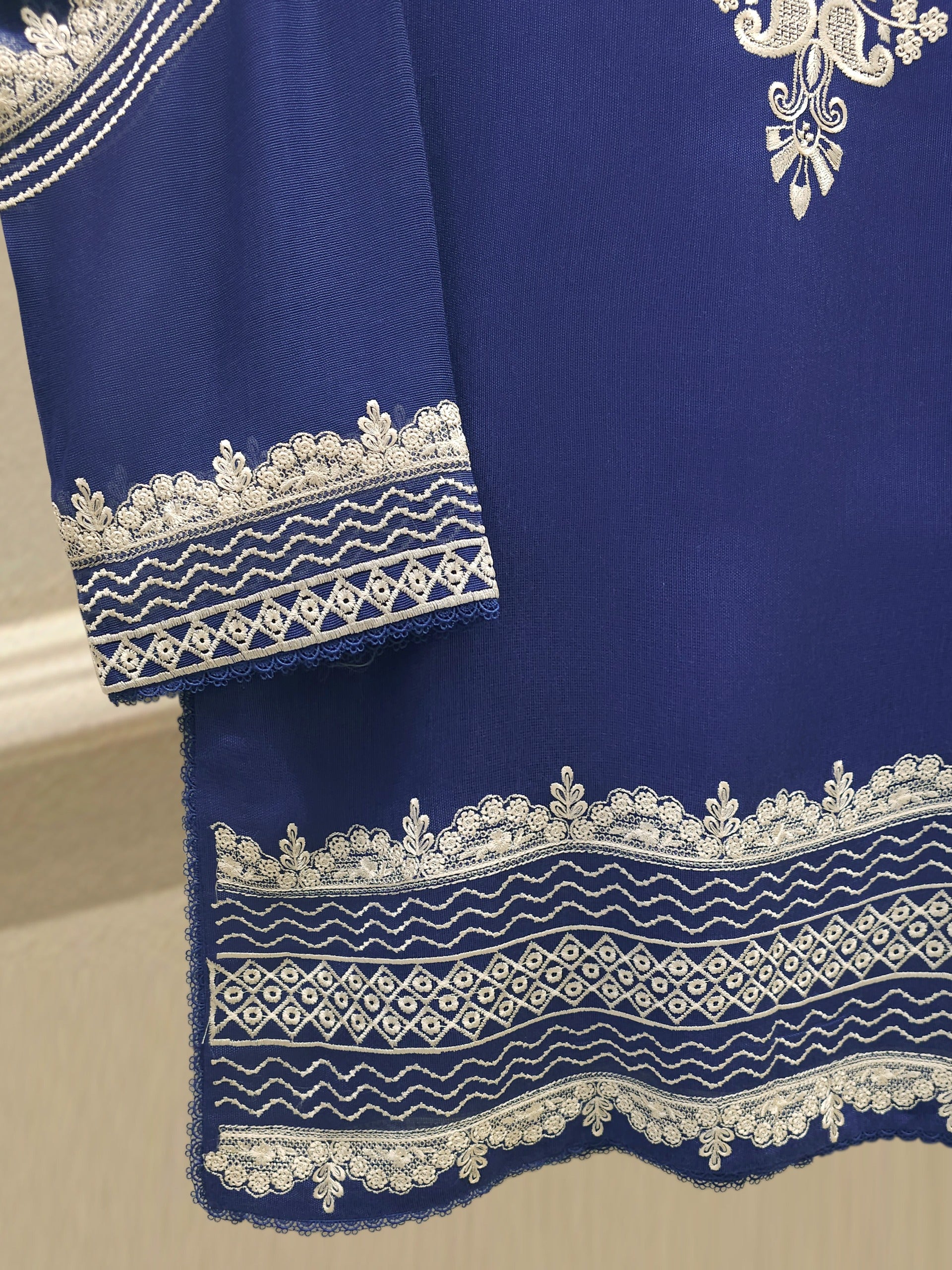 2 Piece - Pure Embroidered Cotton Net Suit S112744 - Image 3