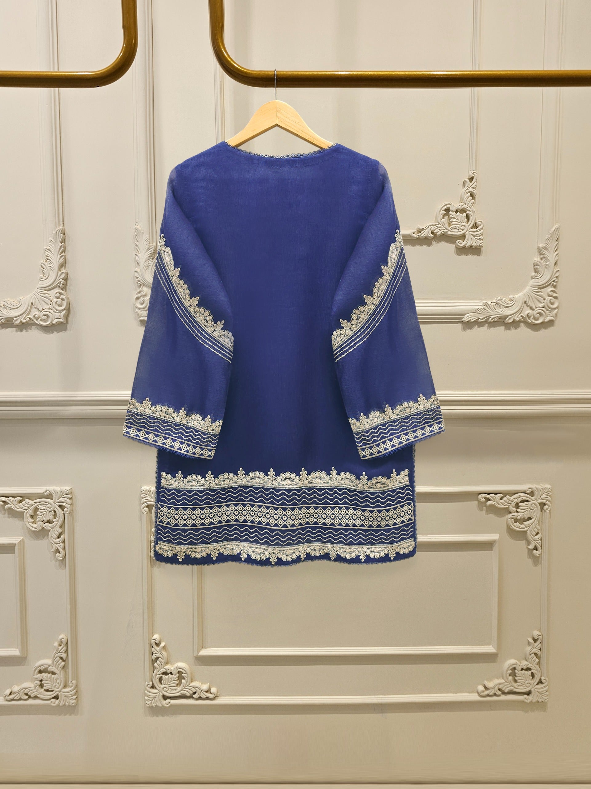 2 Piece - Pure Embroidered Cotton Net Suit S112744 - Image 4