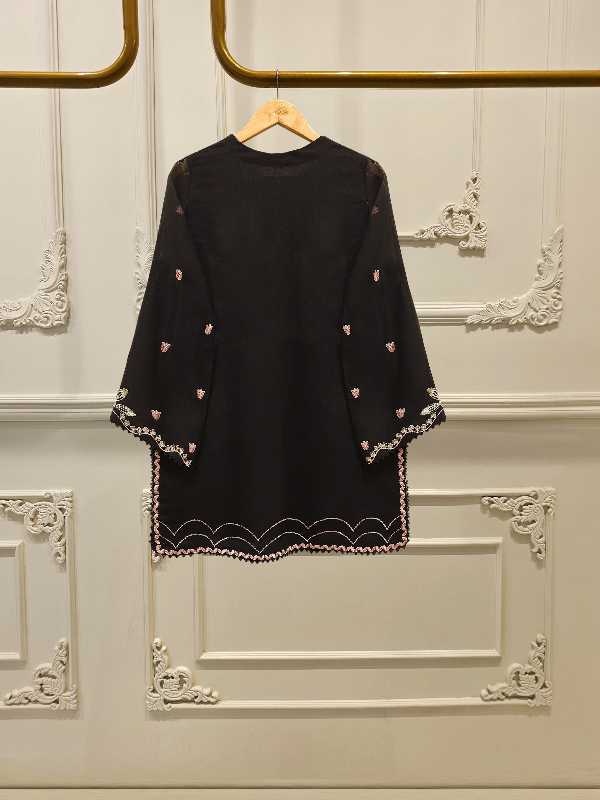 2 Piece - Pure Embroidered Cotton Net Suit S112758 - Image 4