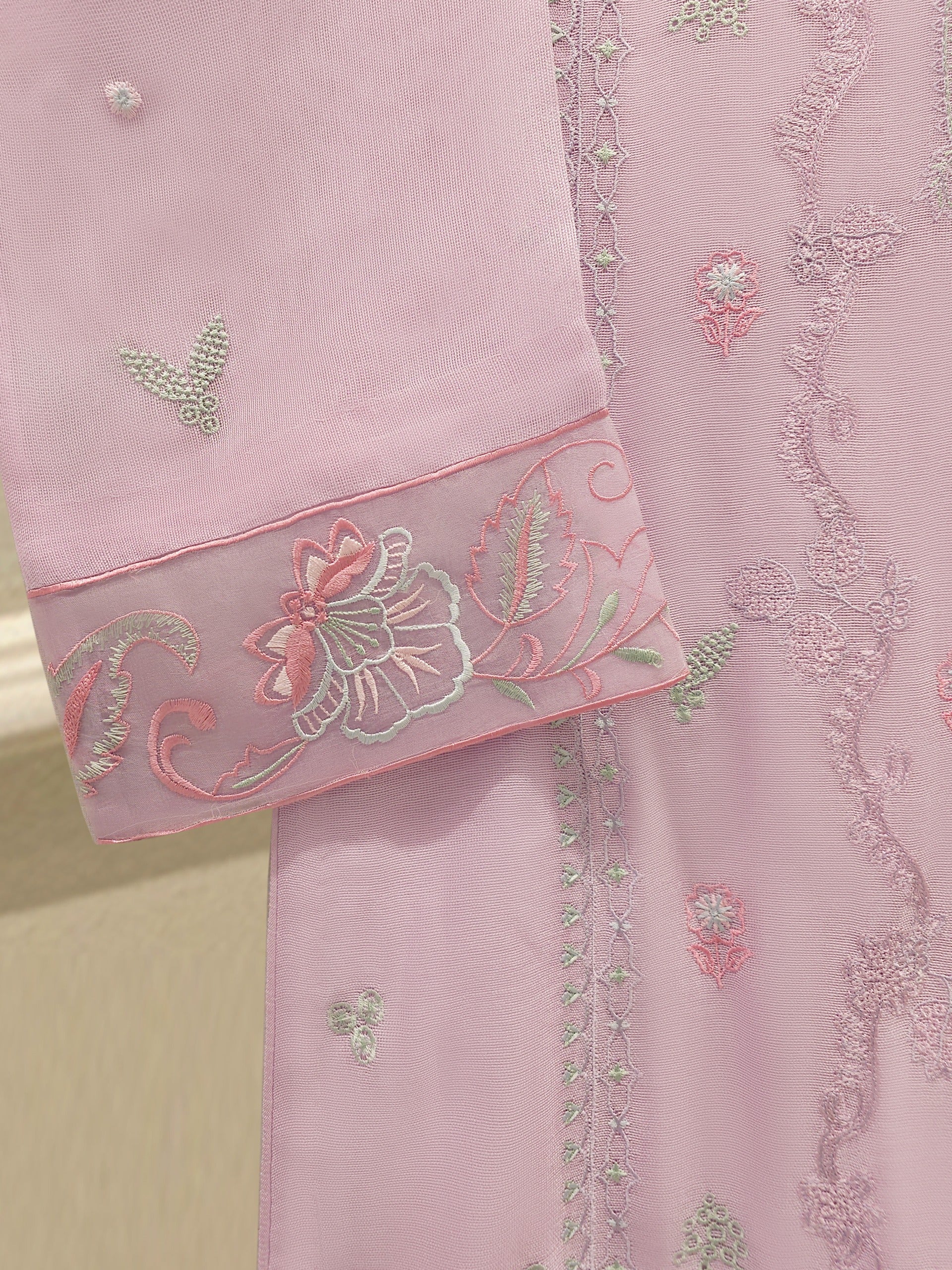 2 Piece - Pure Embroidered Cotton Net Suit S112780 - Image 3