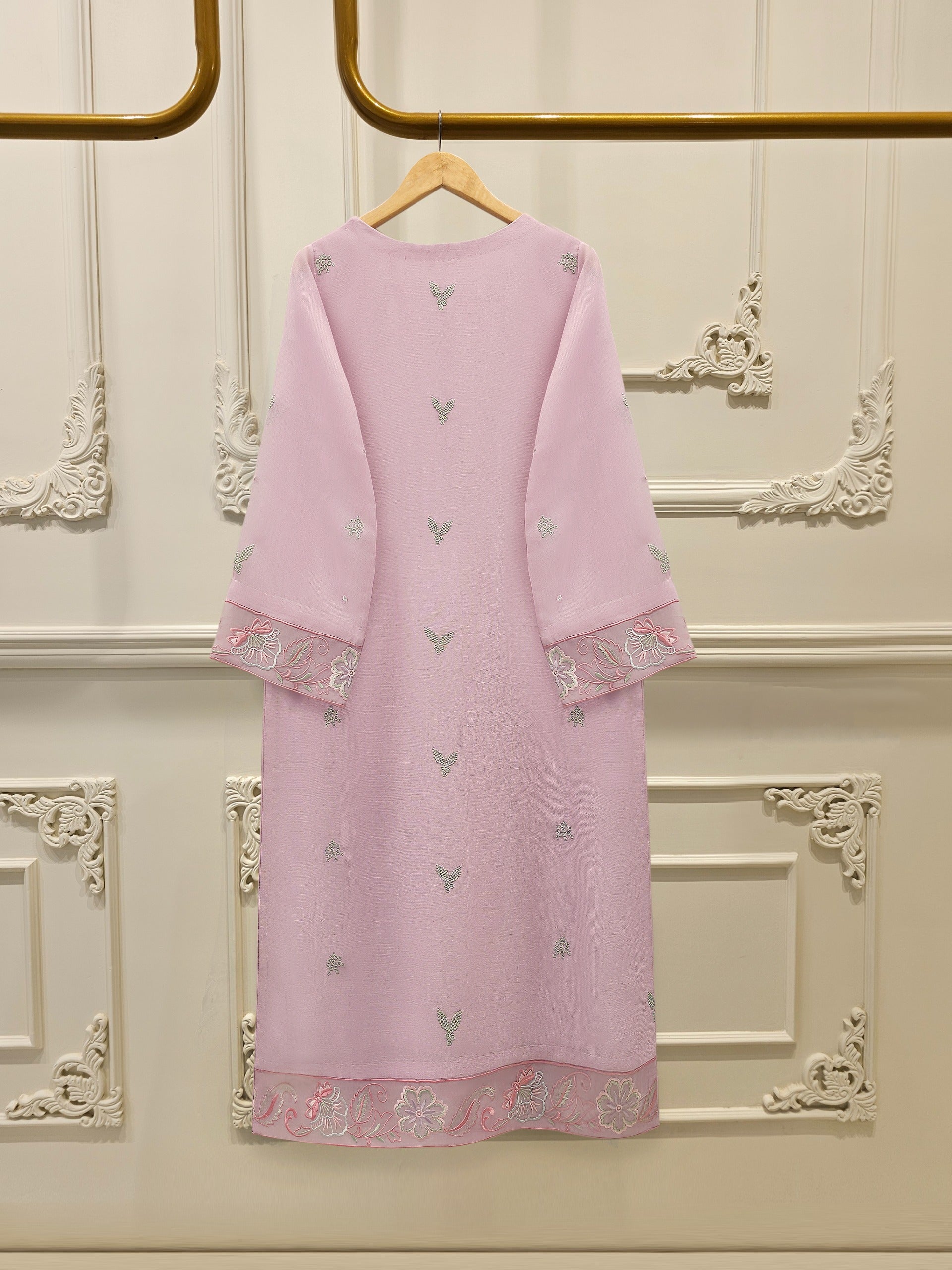 2 Piece - Pure Embroidered Cotton Net Suit S112780 - Image 5