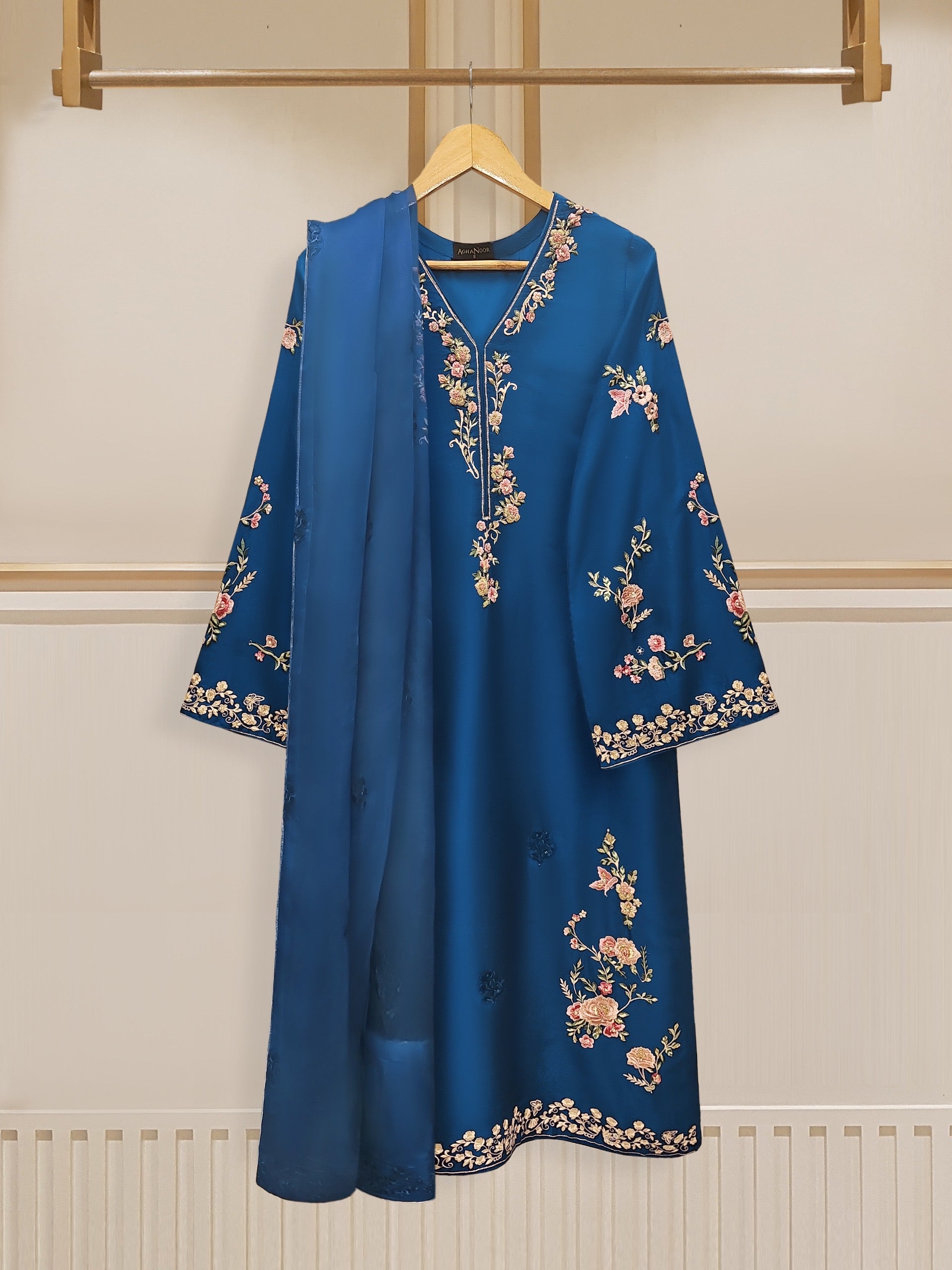 2 Piece - Pure Embroidered  Raw Silk Suit S110170
