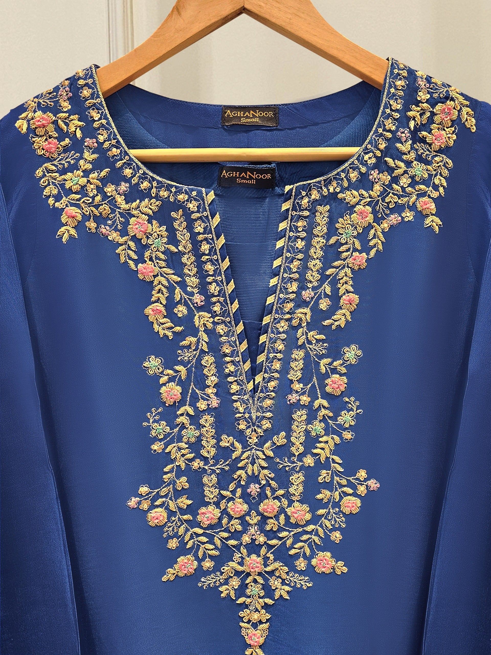 2 Piece-  Pure Embroidered Sheesha Silk Suit S111763 - Image 2