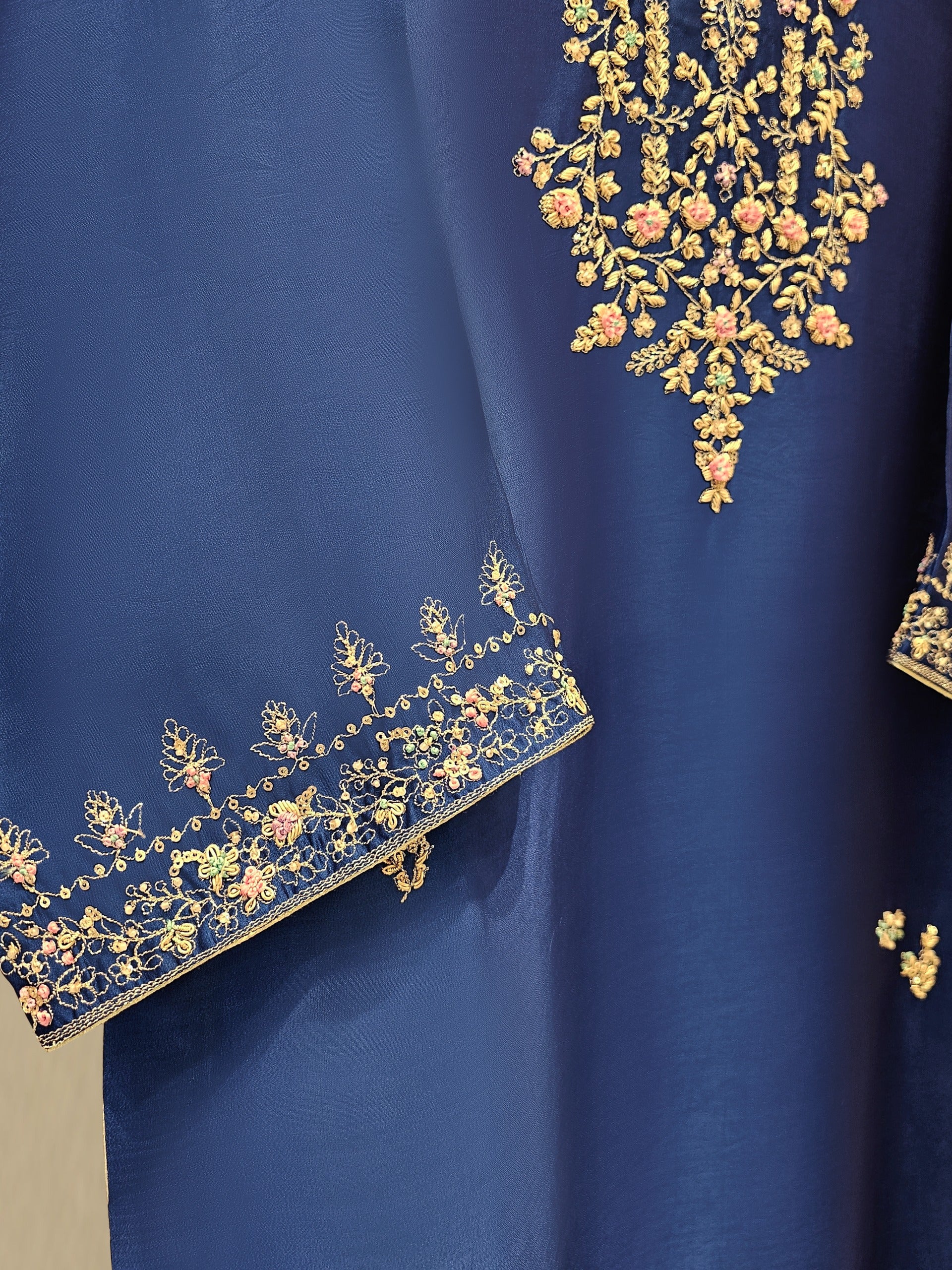 2 Piece-  Pure Embroidered Sheesha Silk Suit S111763 - Image 3
