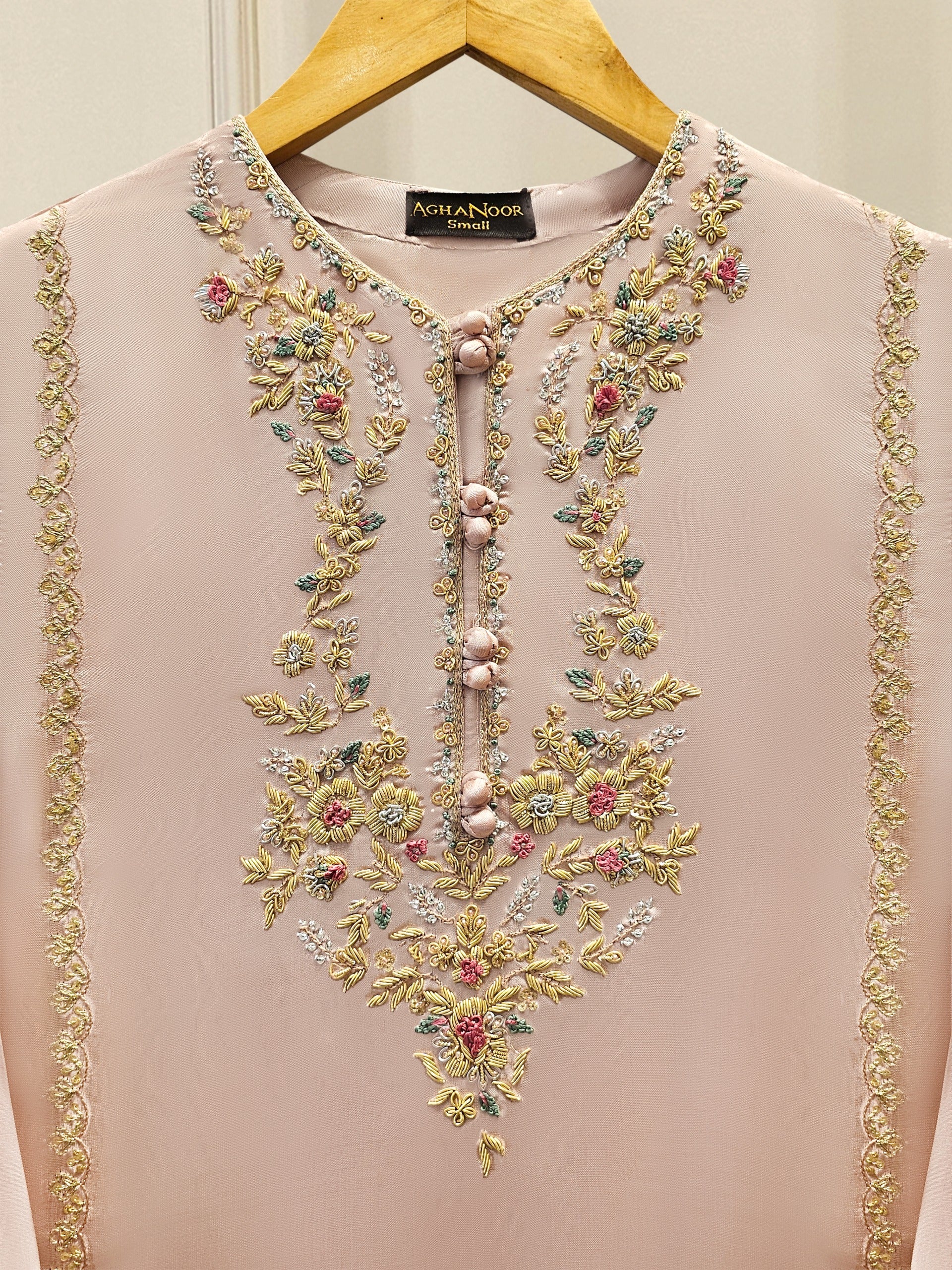 2 Piece-  Pure Embroidered Sheesha Silk Suit S111843 - Image 2