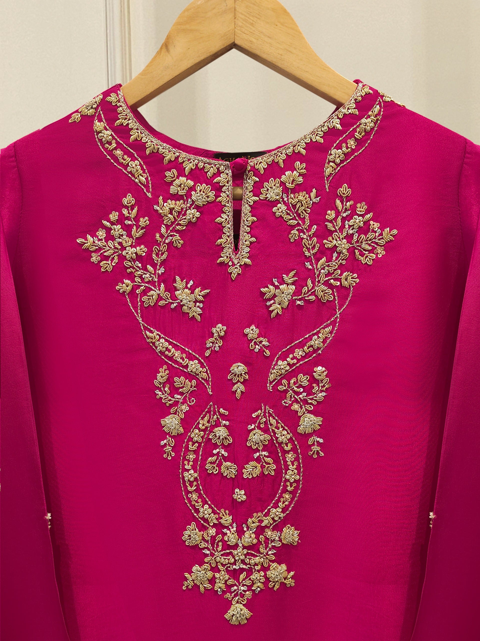 2 Piece-  Pure Embroidered Sheesha Silk Suit S112011 - Image 2