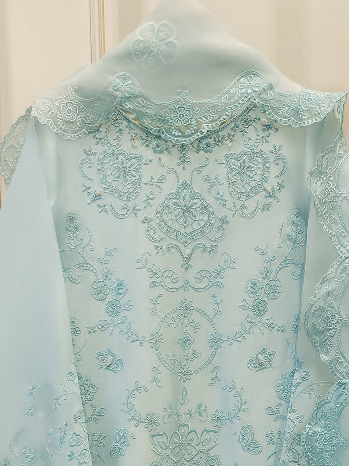 3 Piece-  Pure Embroidered Sheesha Silk Suit S112012 - Image 2