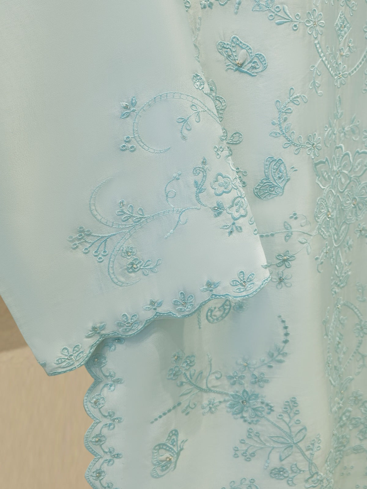 3 Piece-  Pure Embroidered Sheesha Silk Suit S112012 - Image 3