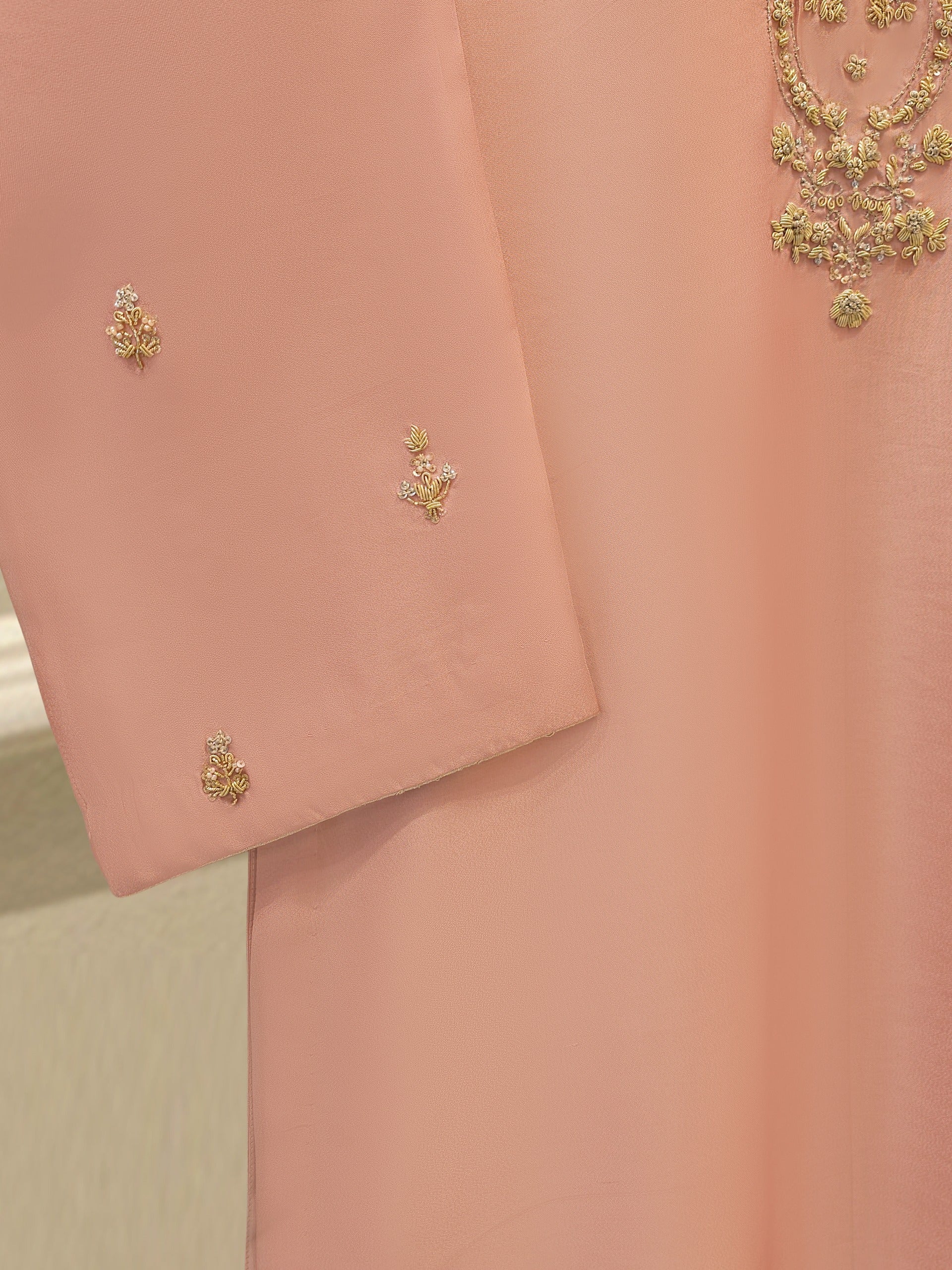 2 Piece-  Pure Embroidered Sheesha Silk Suit S112027 - Image 3
