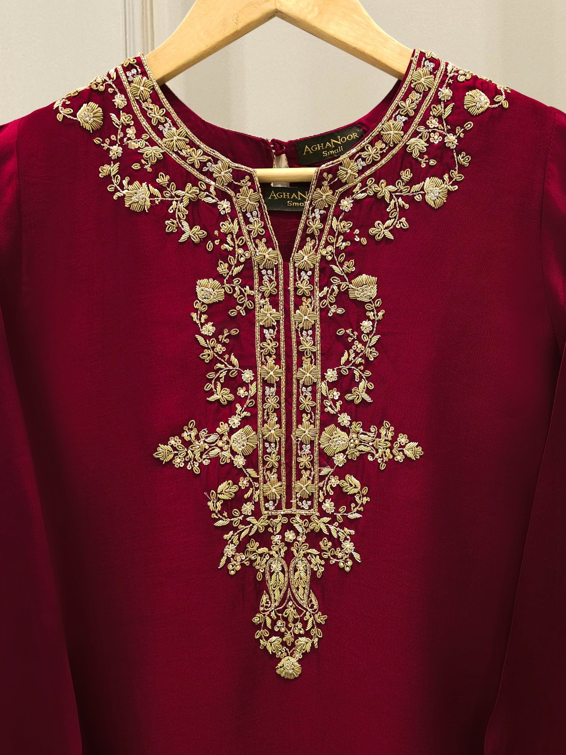 2 Piece-  Pure Embroidered Sheesha Silk Suit S112523 - Image 2