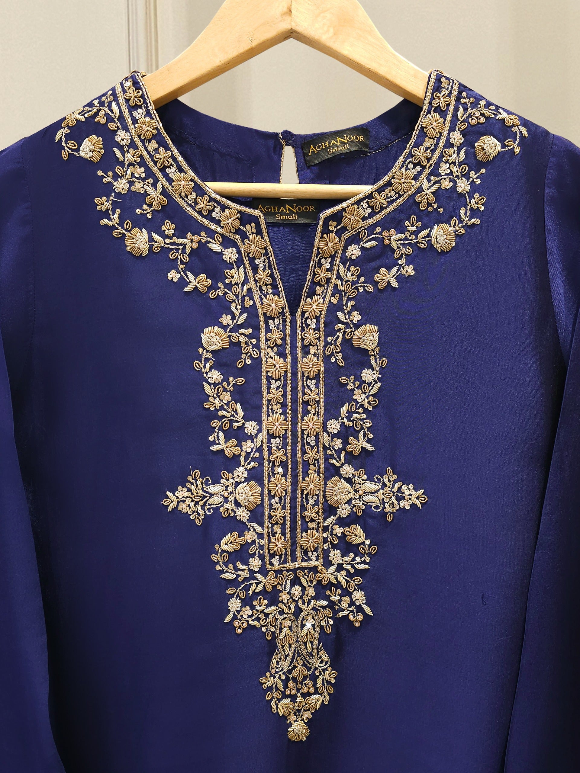 2 Piece-  Pure Embroidered Sheesha Silk Suit S112555 - Image 2
