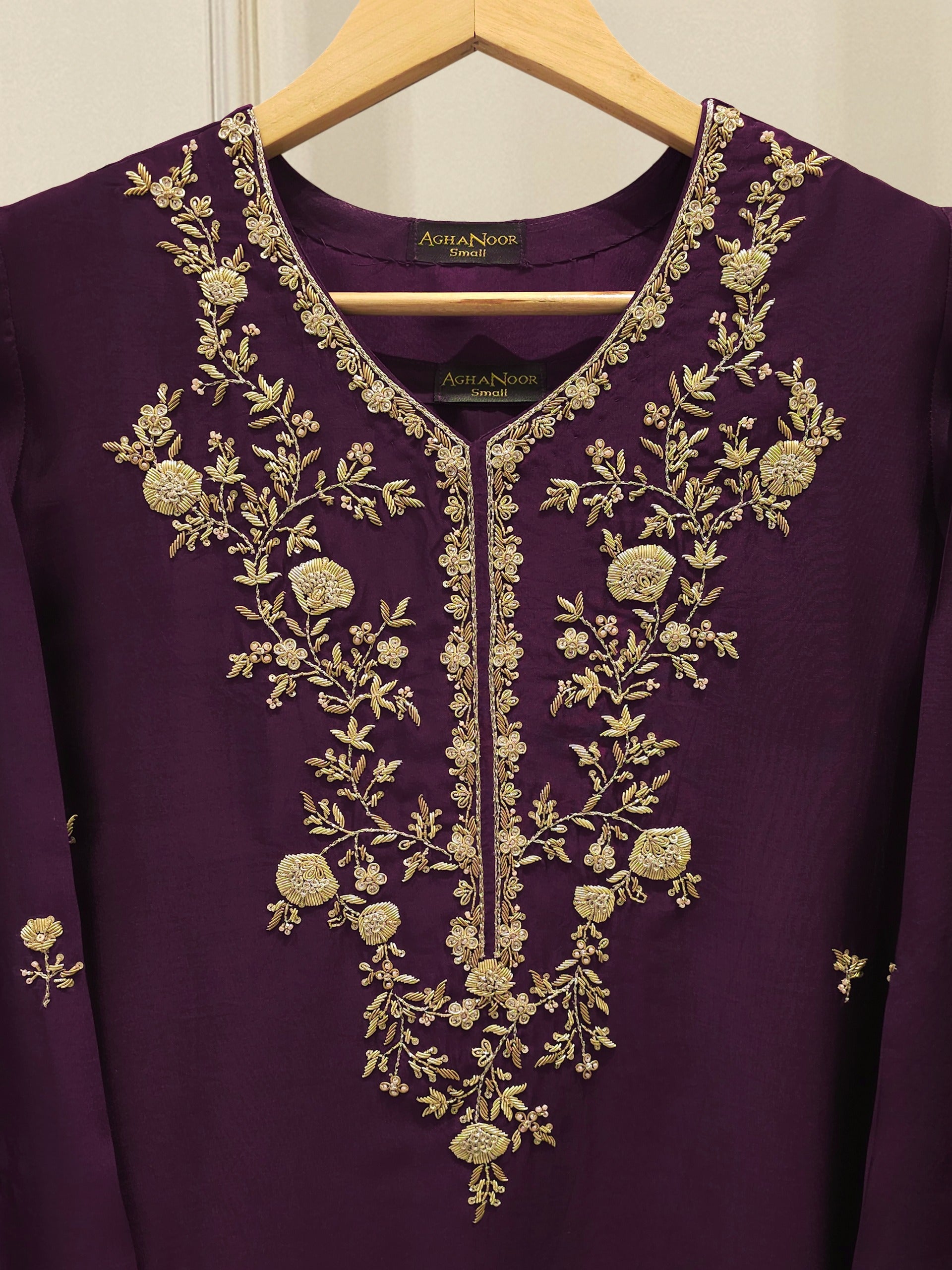 2 Piece-  Pure Embroidered Sheesha Silk Suit S112830 - Image 2
