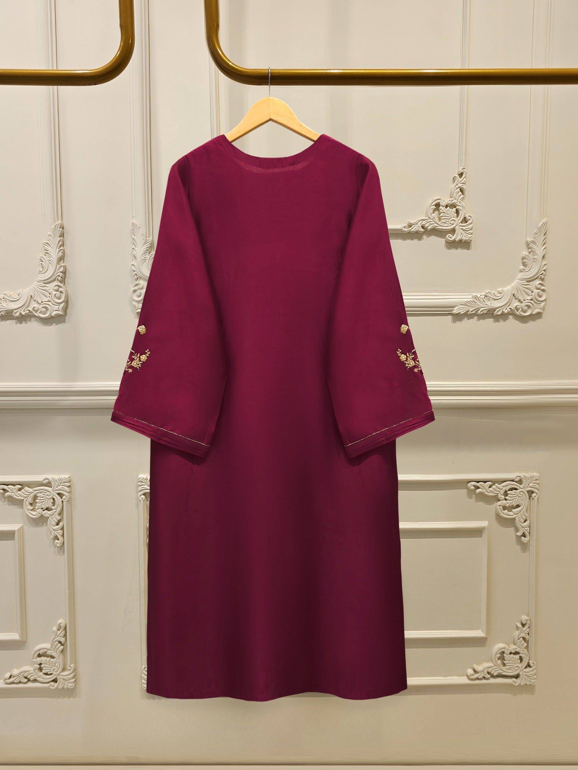 2 Piece-  Pure Embroidered Sheesha Silk Suit S112856 - Image 5