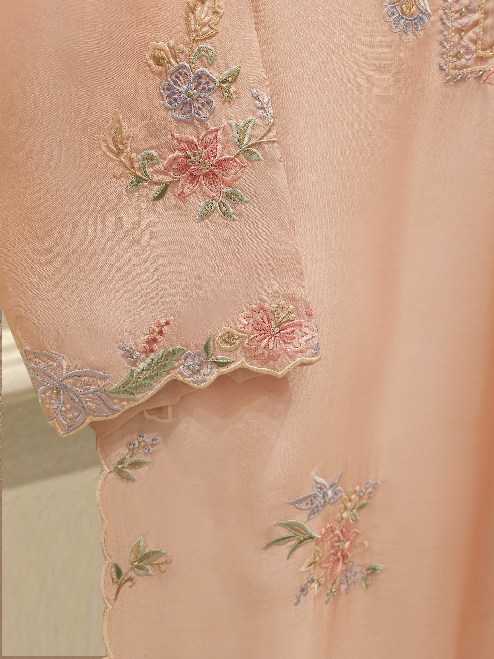 Pure Embroidered Sheesha Silk shirt S112860 - Image 5