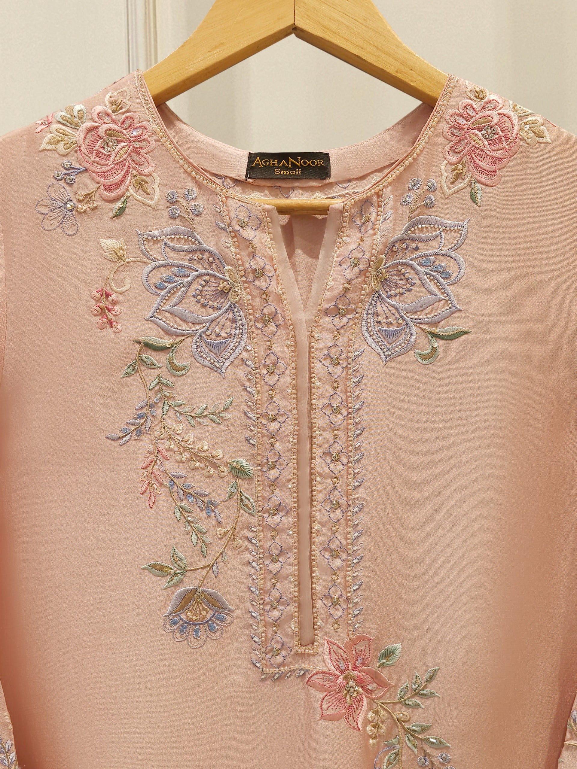Pure Embroidered Sheesha Silk shirt S112860 - Image 6