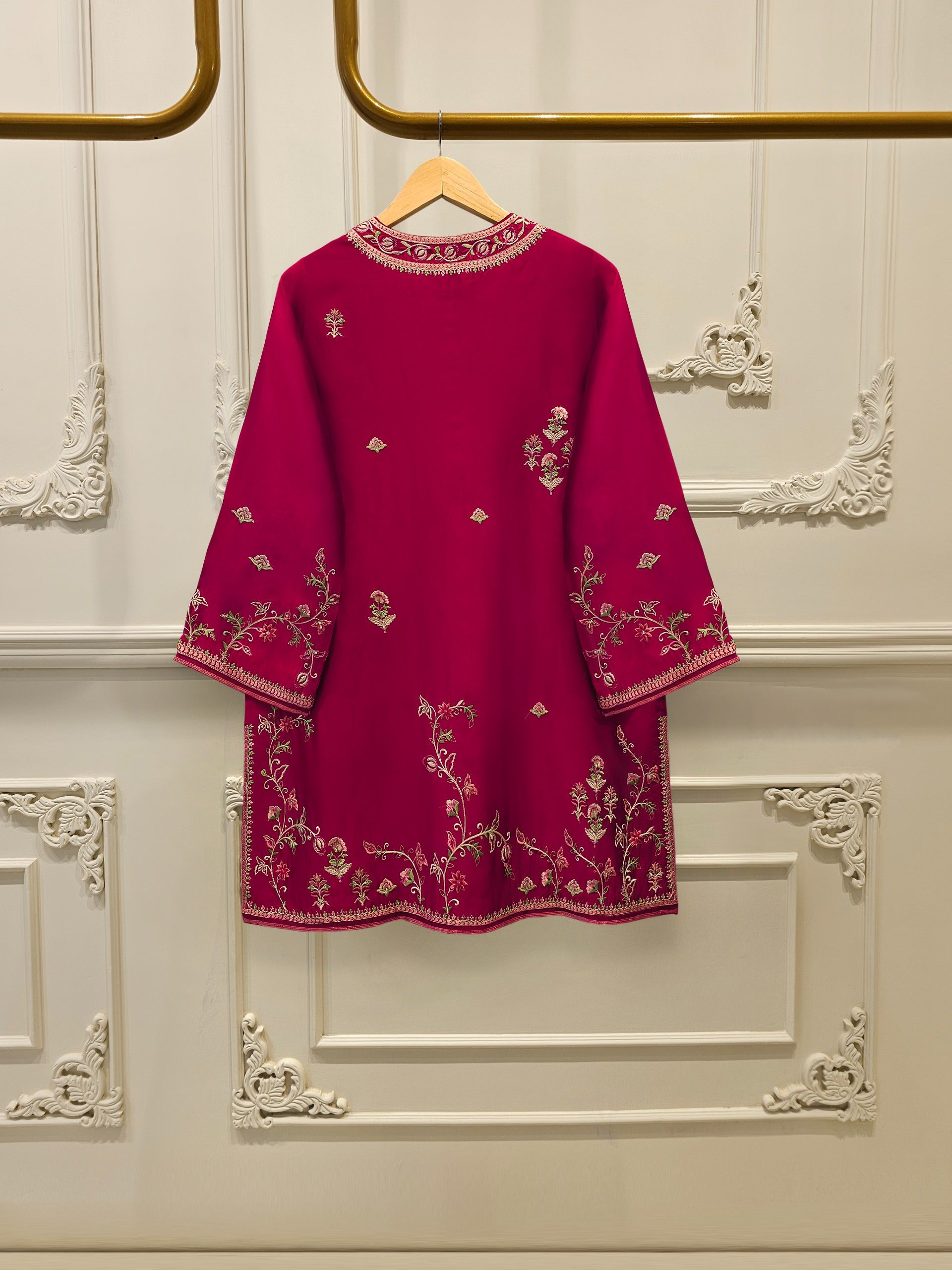 2 Piece-  Pure Embroidered Sheesha Silk Suit S113058 - Image 4
