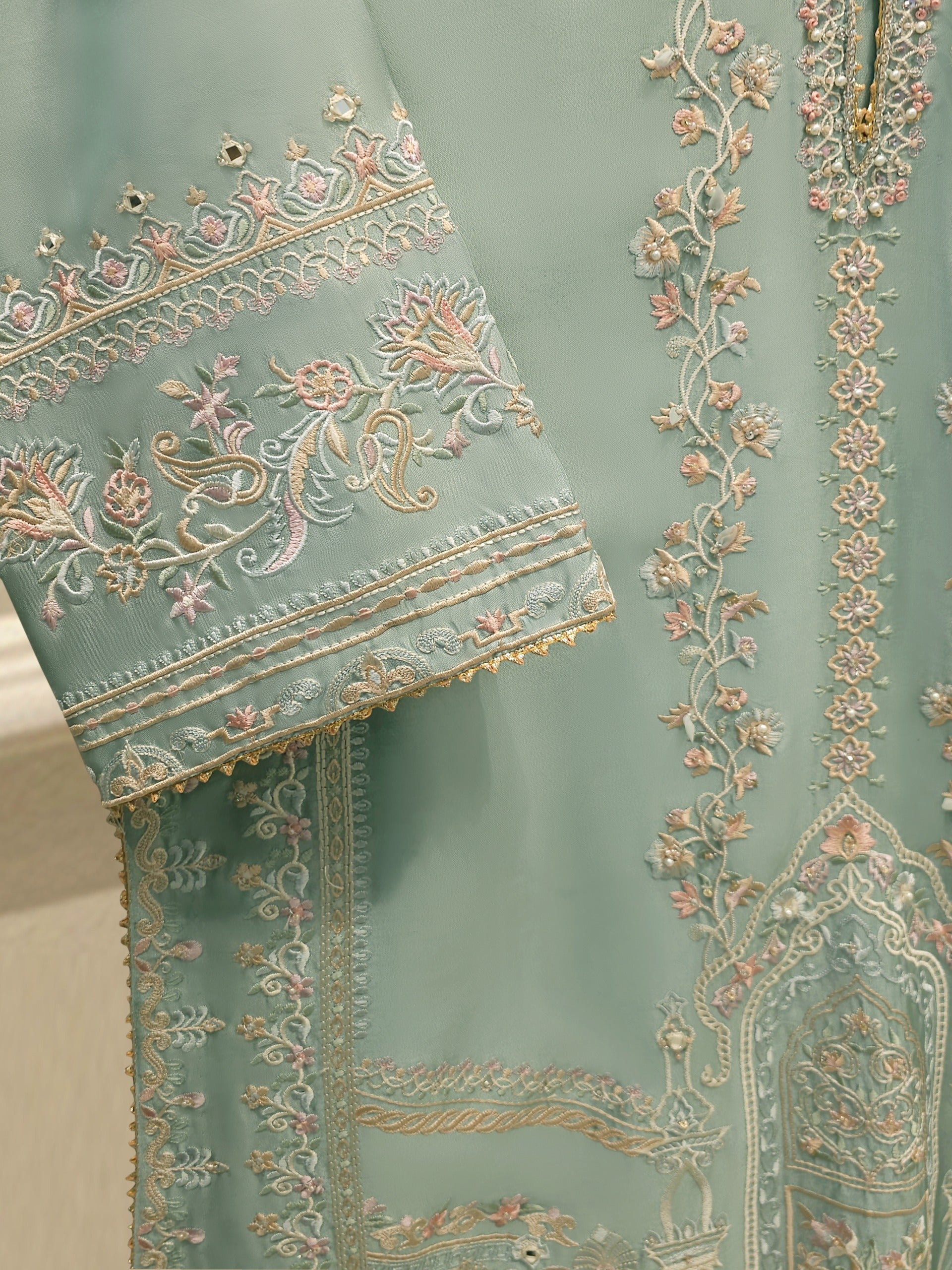 2 Piece-  Pure Embroidered Sheesha Silk Suit S113115 - Image 3