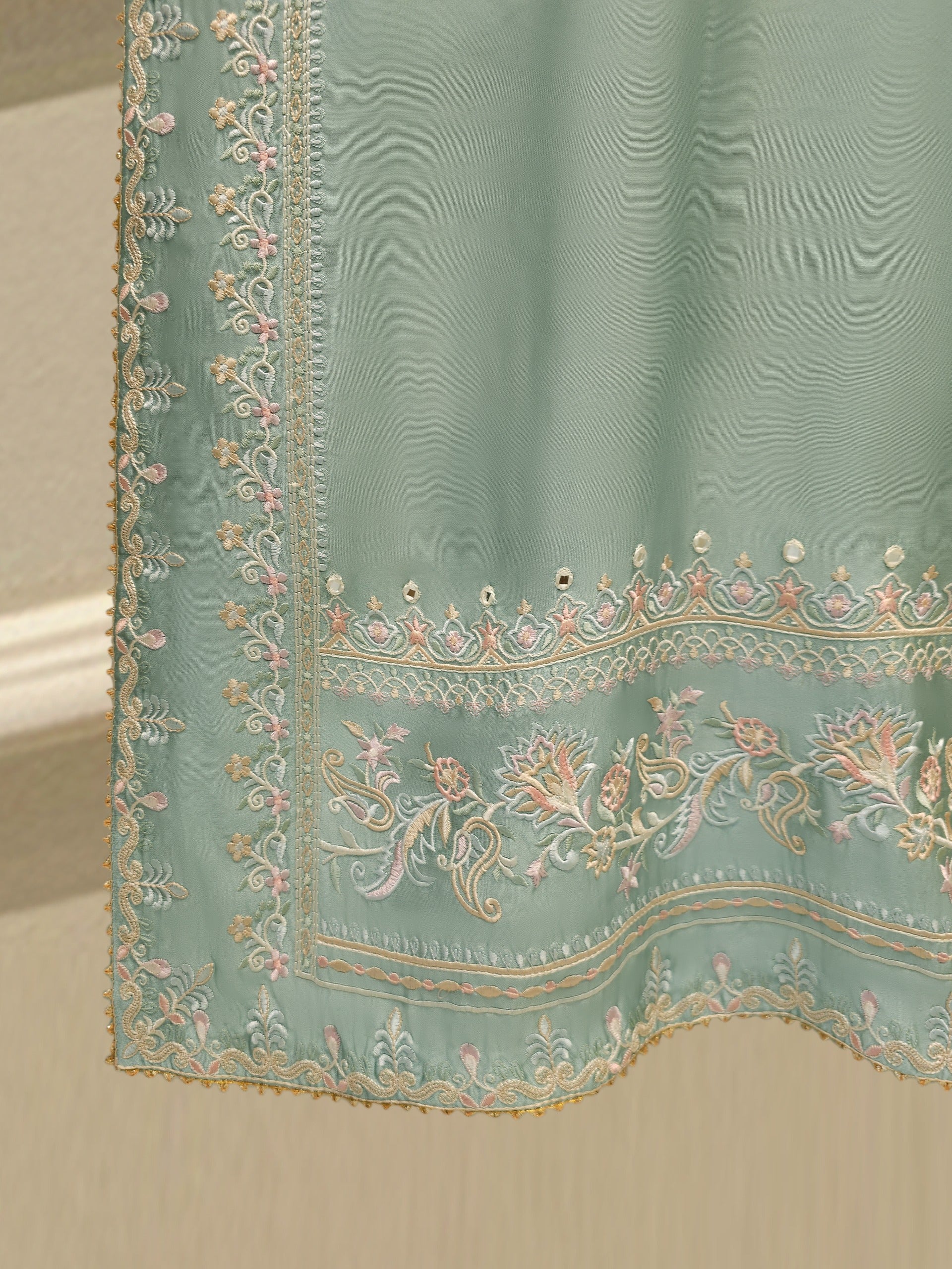 2 Piece-  Pure Embroidered Sheesha Silk Suit S113115 - Image 5