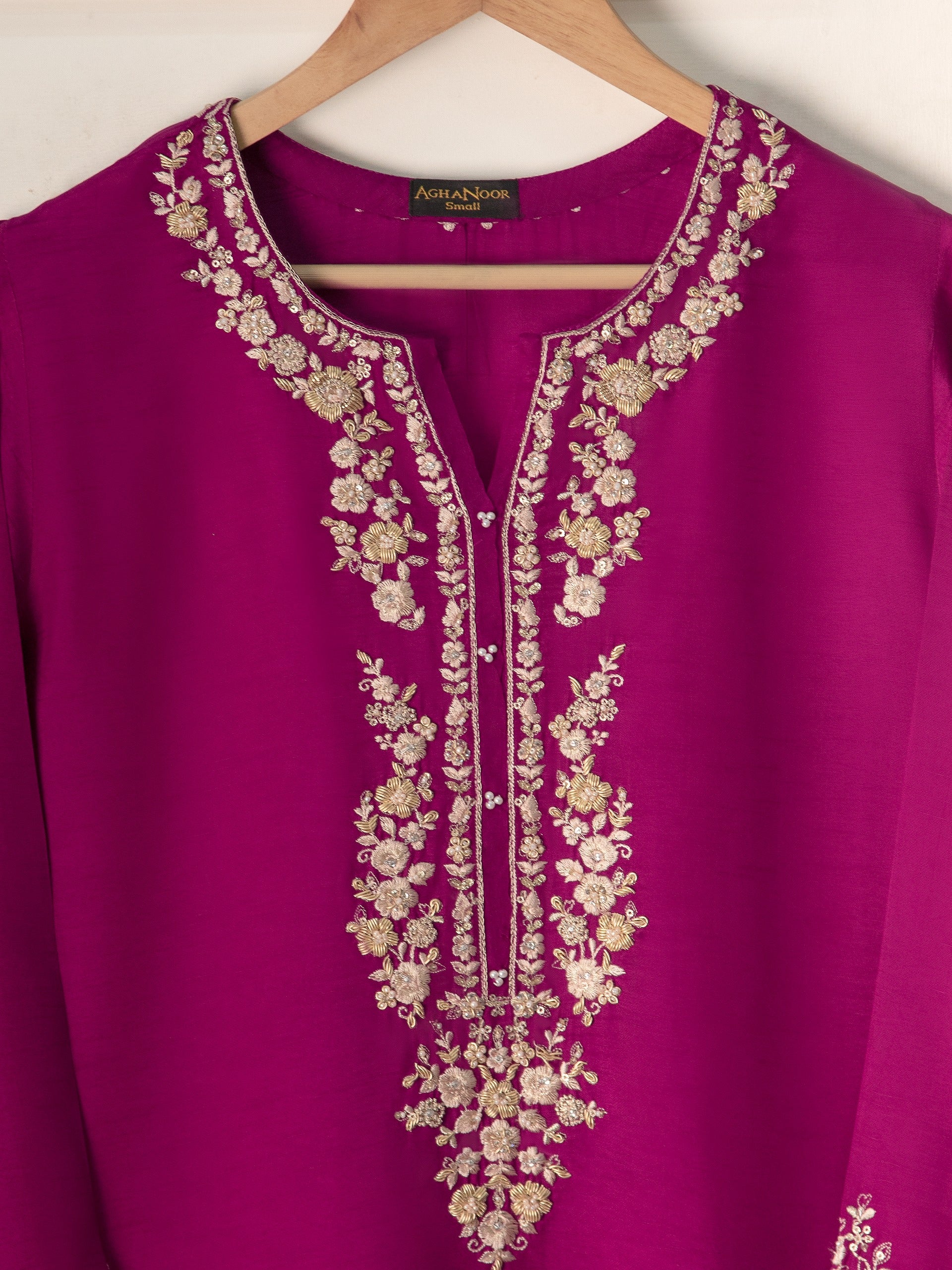 2 Piece- Pure Korean Silk Embroidered Suit S110970 - Image 2