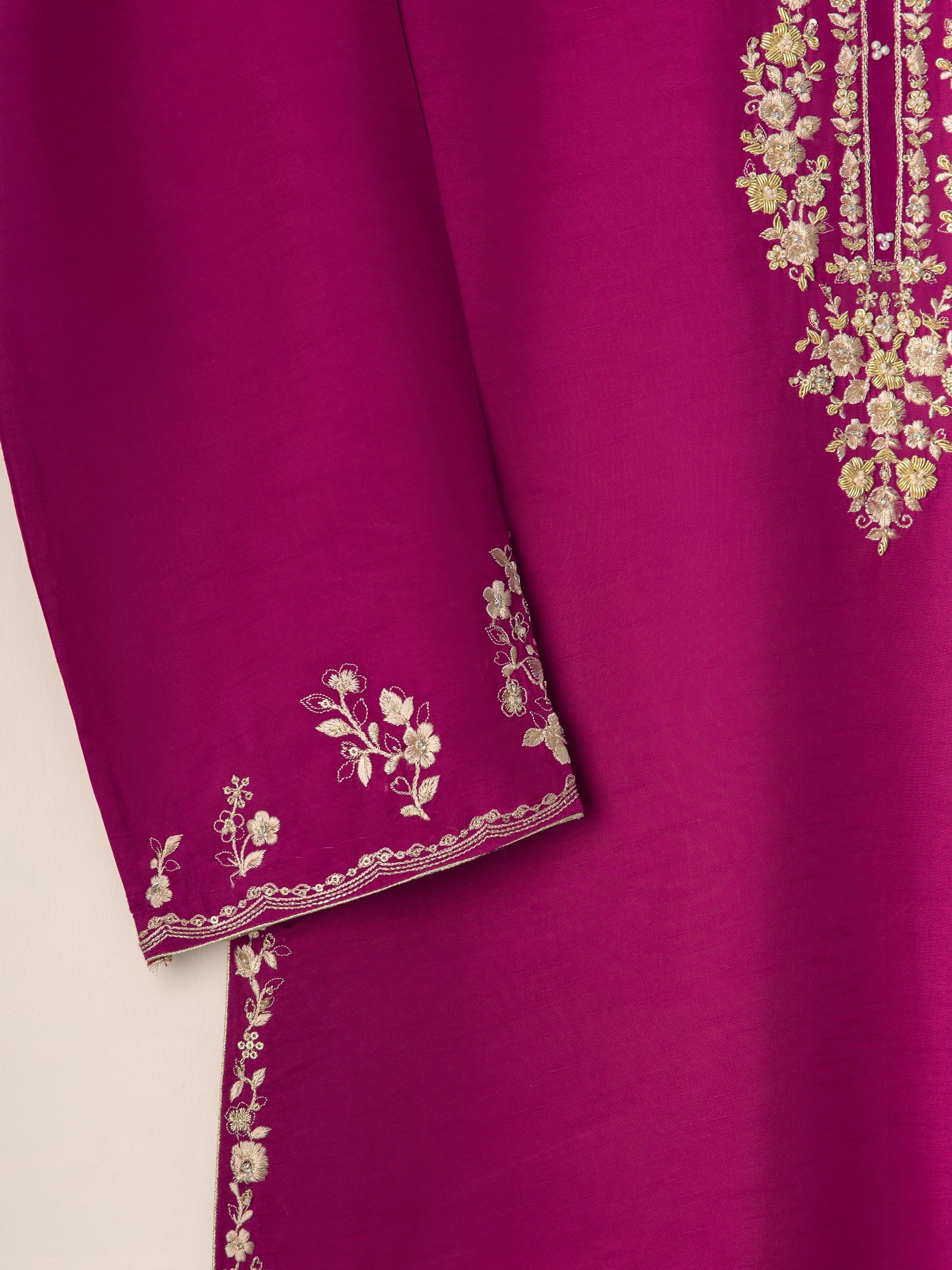 2 Piece- Pure Korean Silk Embroidered Suit S110970 - Image 3