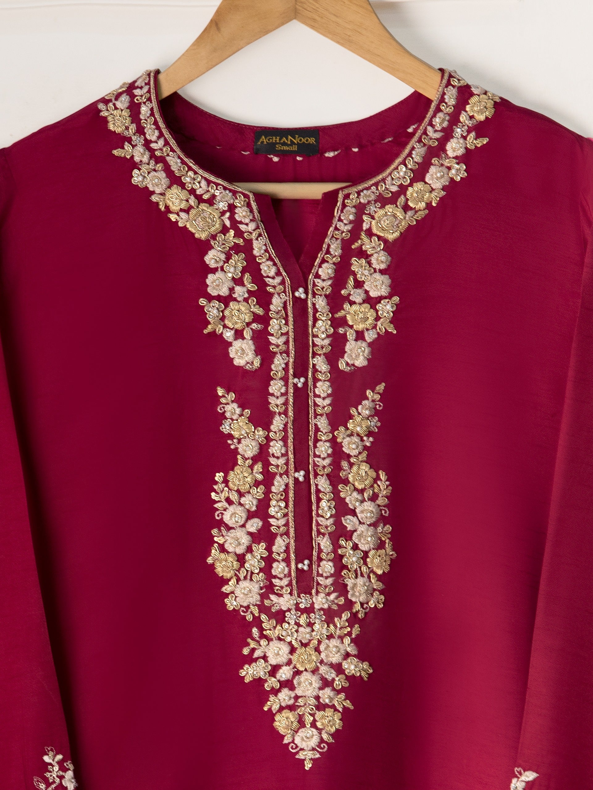2 Piece- Pure Korean Silk Embroidered Suit S110981 - Image 2