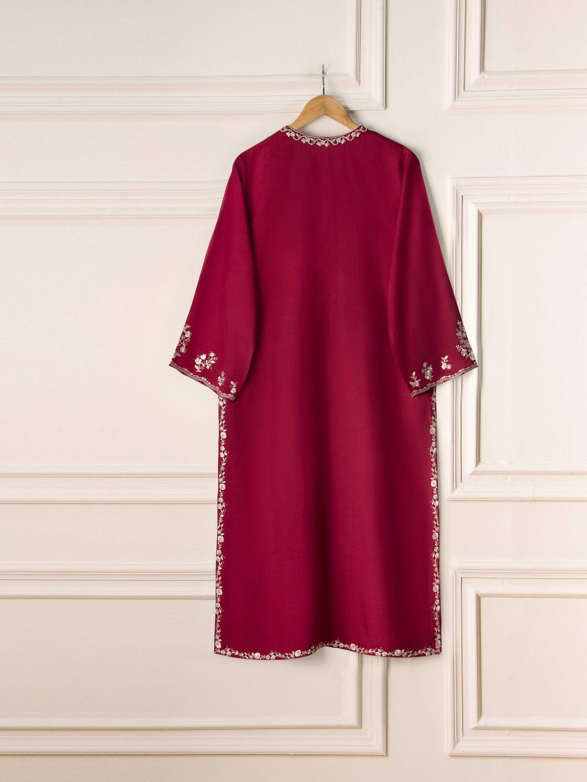 2 Piece- Pure Korean Silk Embroidered Suit S110981 - Image 4
