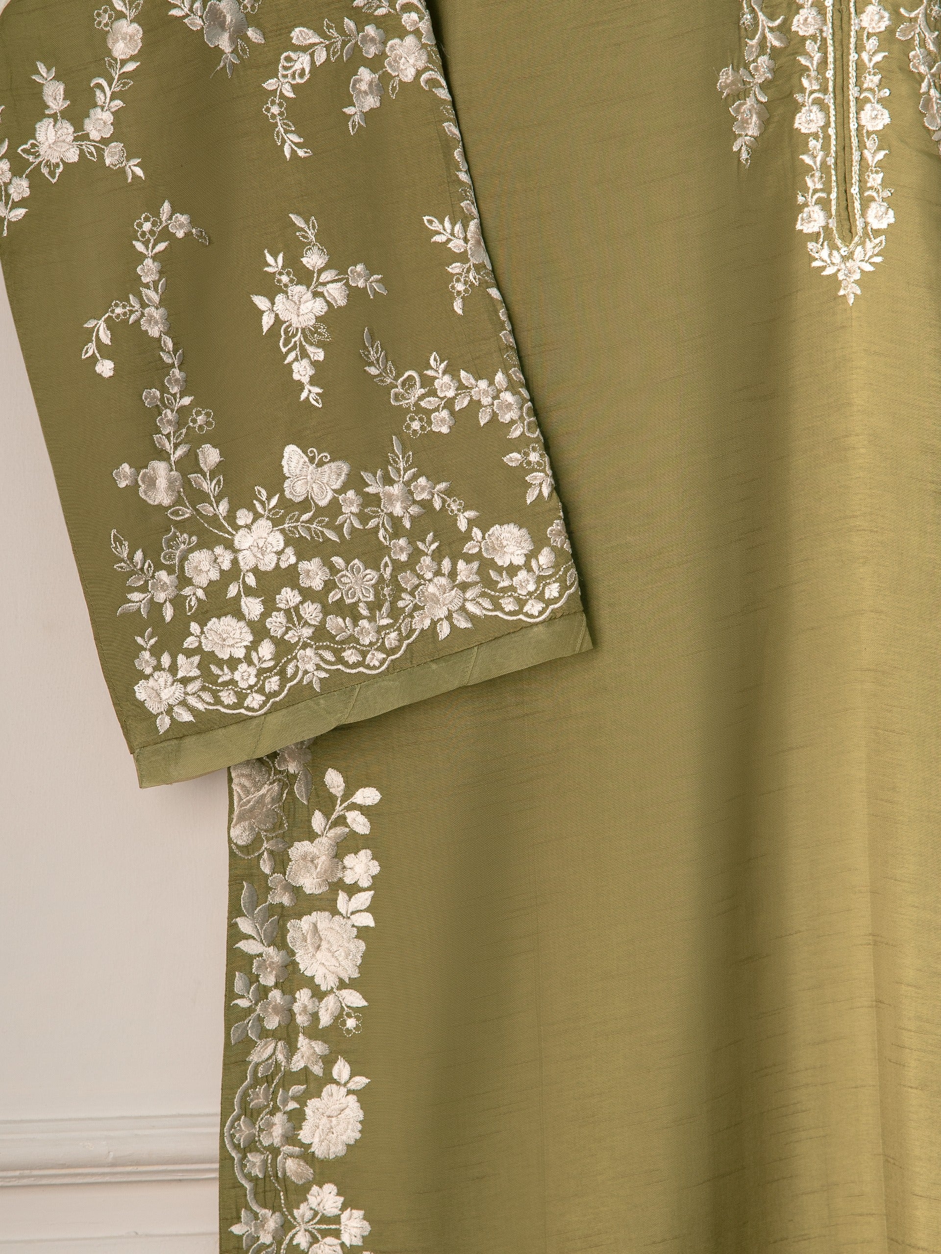 2 Piece- Pure Korean Silk Embroidered Suit S111006 - Image 3