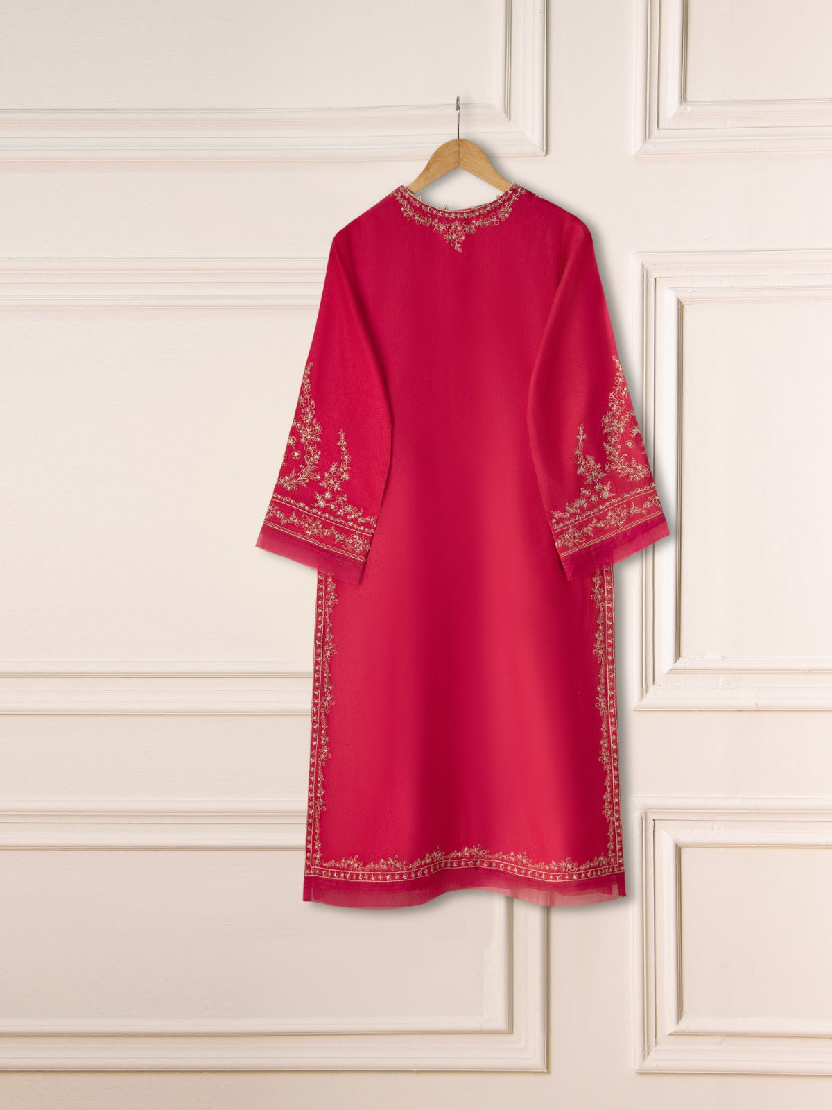 2 Piece- Pure Silk Net Embroidered Suit S111127 - Image 5