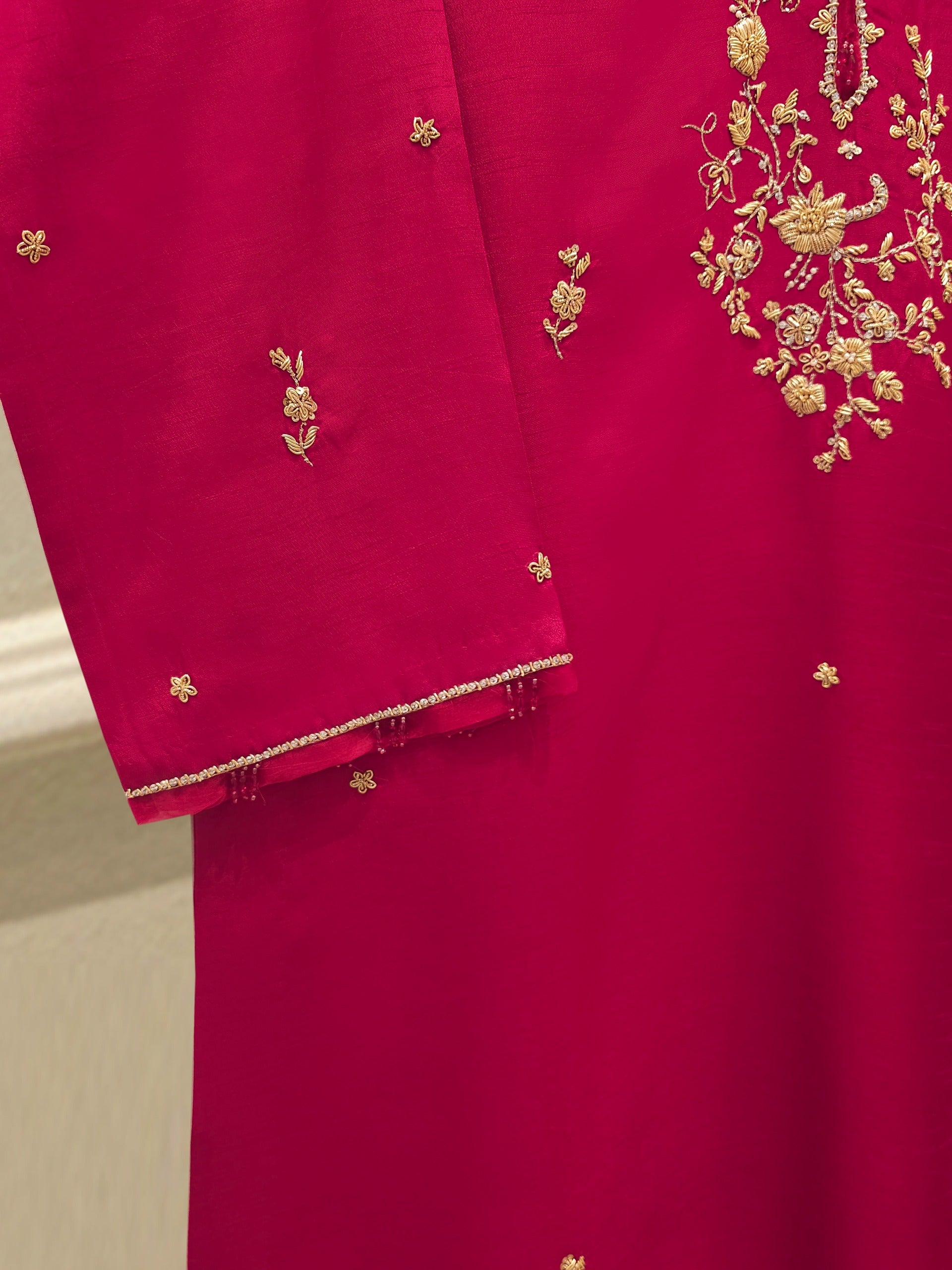 2 Piece- Pure Korean Silk Embroidered Suit S112412 - Image 3