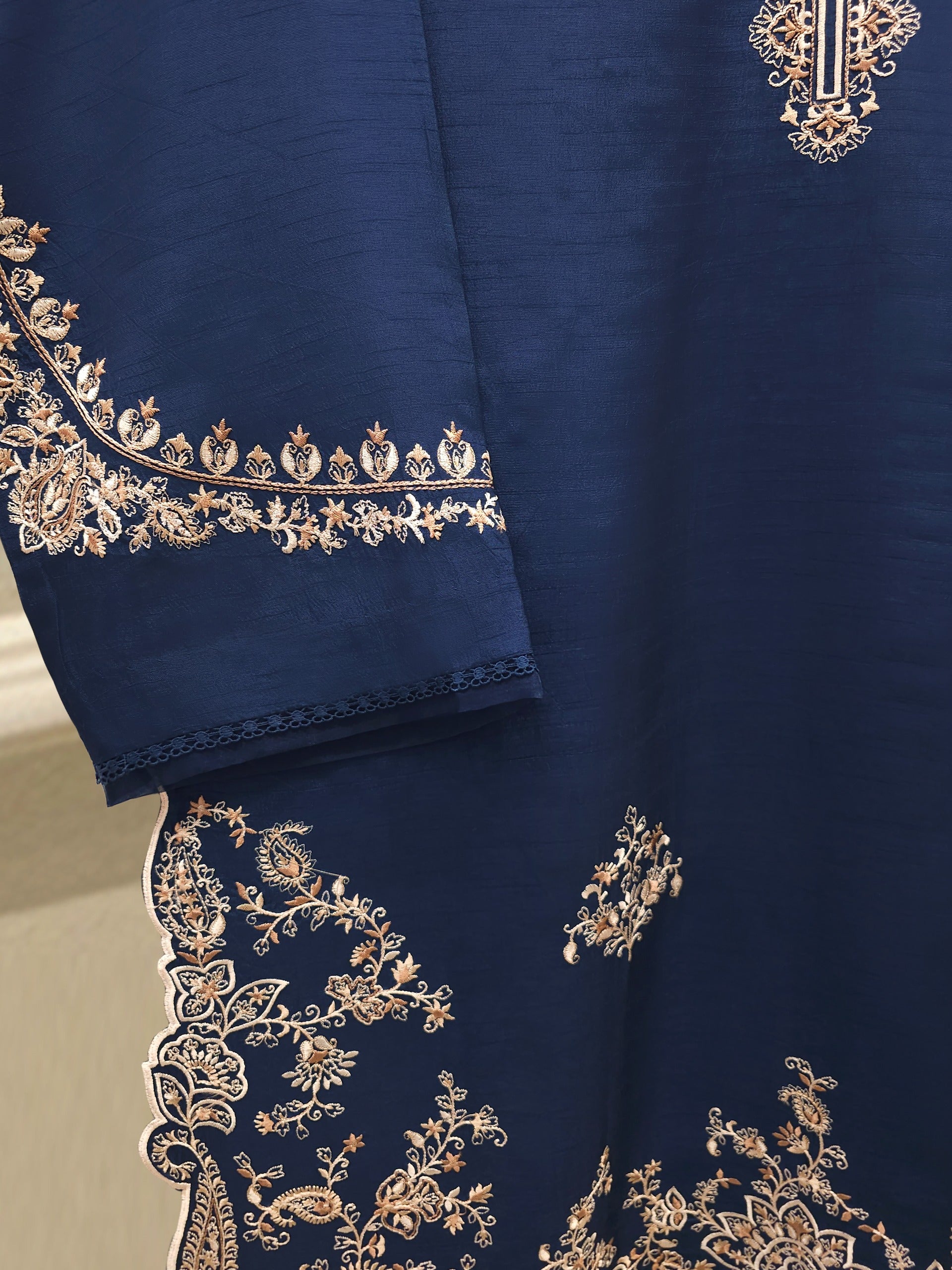 2 Piece- Pure Korean Silk Embroidered Suit S112847 - Image 3