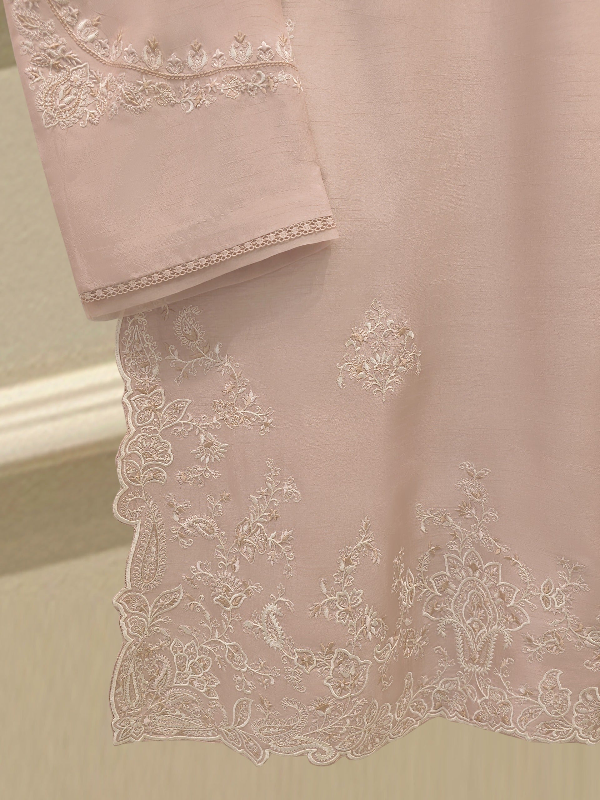 2 Piece- Pure Korean Silk Embroidered Suit S112848 - Image 3